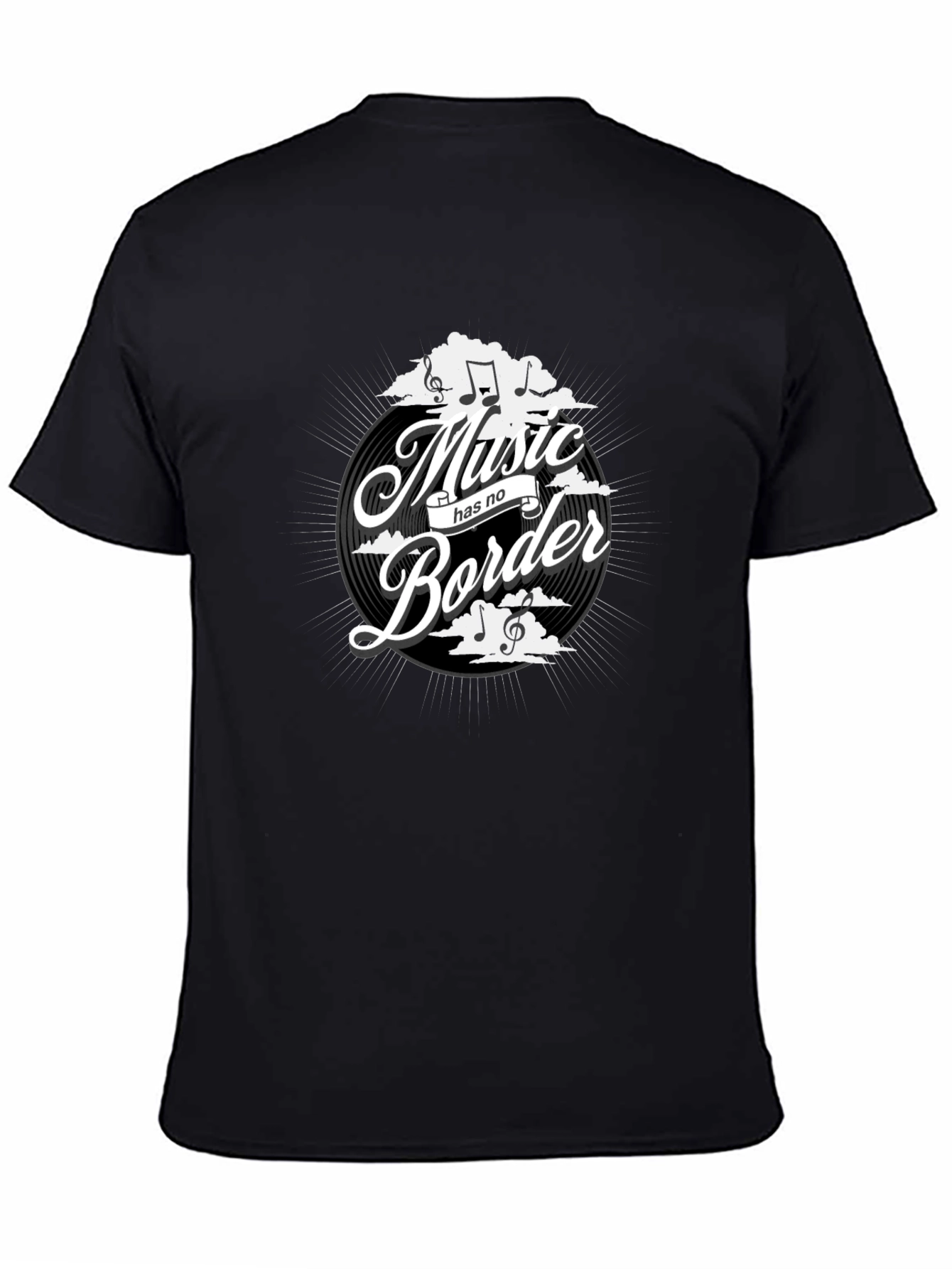 Black Music Has No Border Black Graphic Tee Shirt view 4