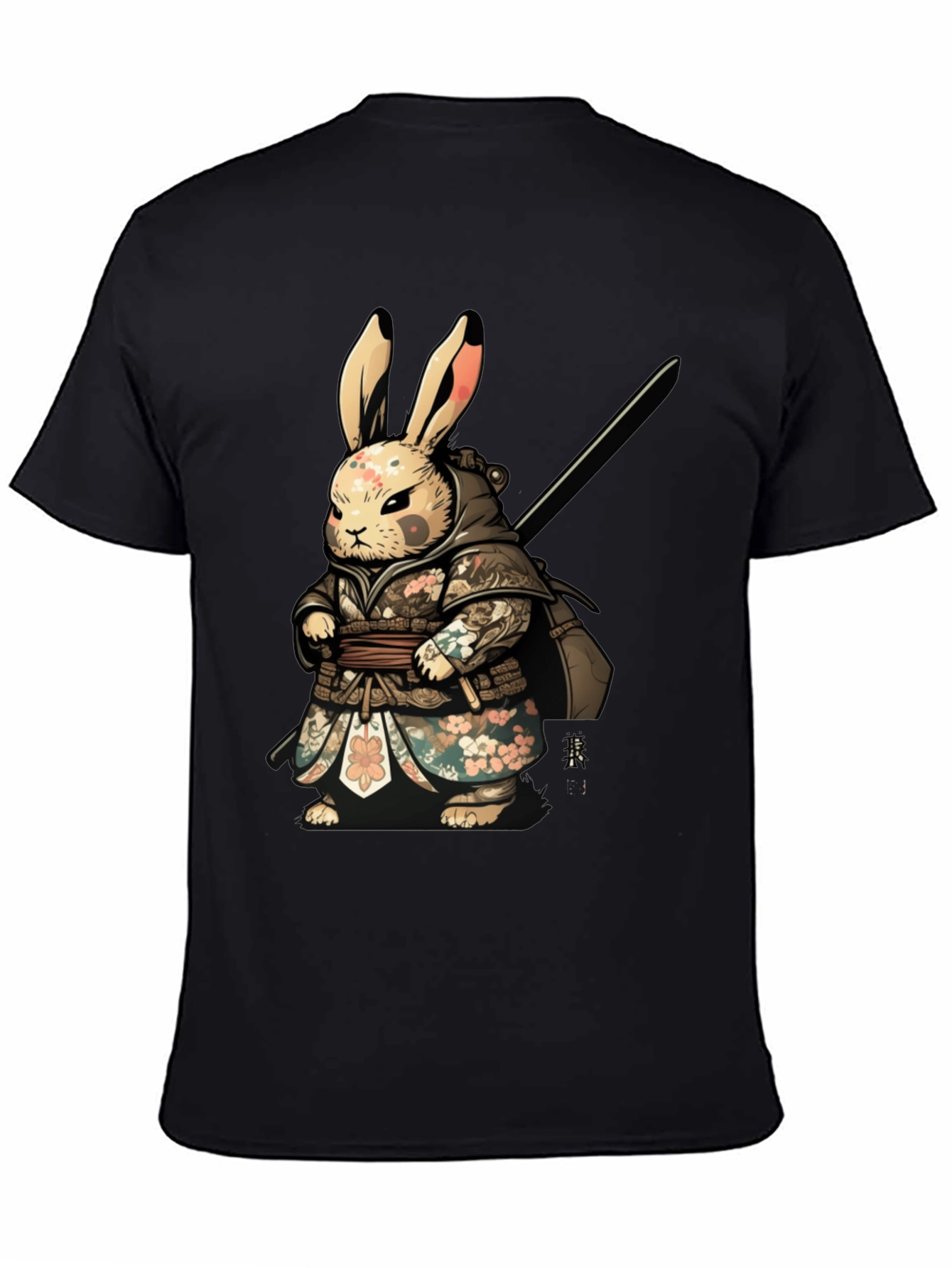 Black Samurai Rabbit Graphic Tee - Unique Design view 4