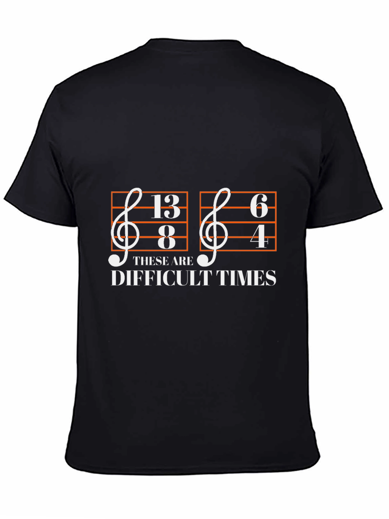 Black Difficult Times Music Note T-Shirt view 4