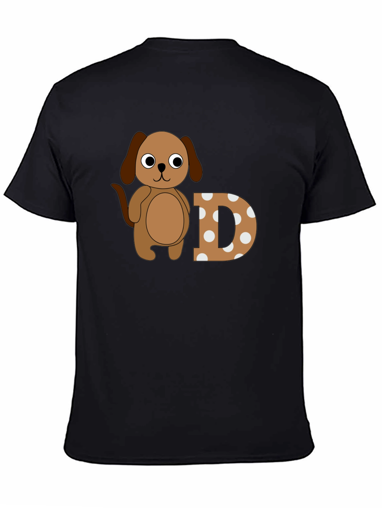 Black Dog & Letter D Graphic Black T-Shirt view 4
