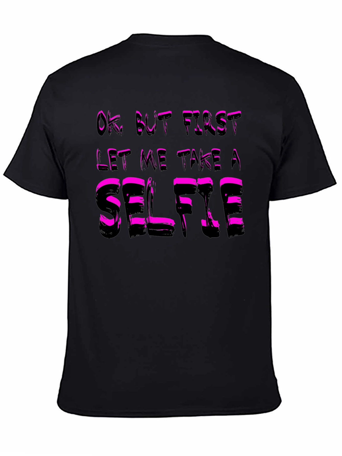 Black Selfie T-Shirt - Funny Black Cotton Tee view 4