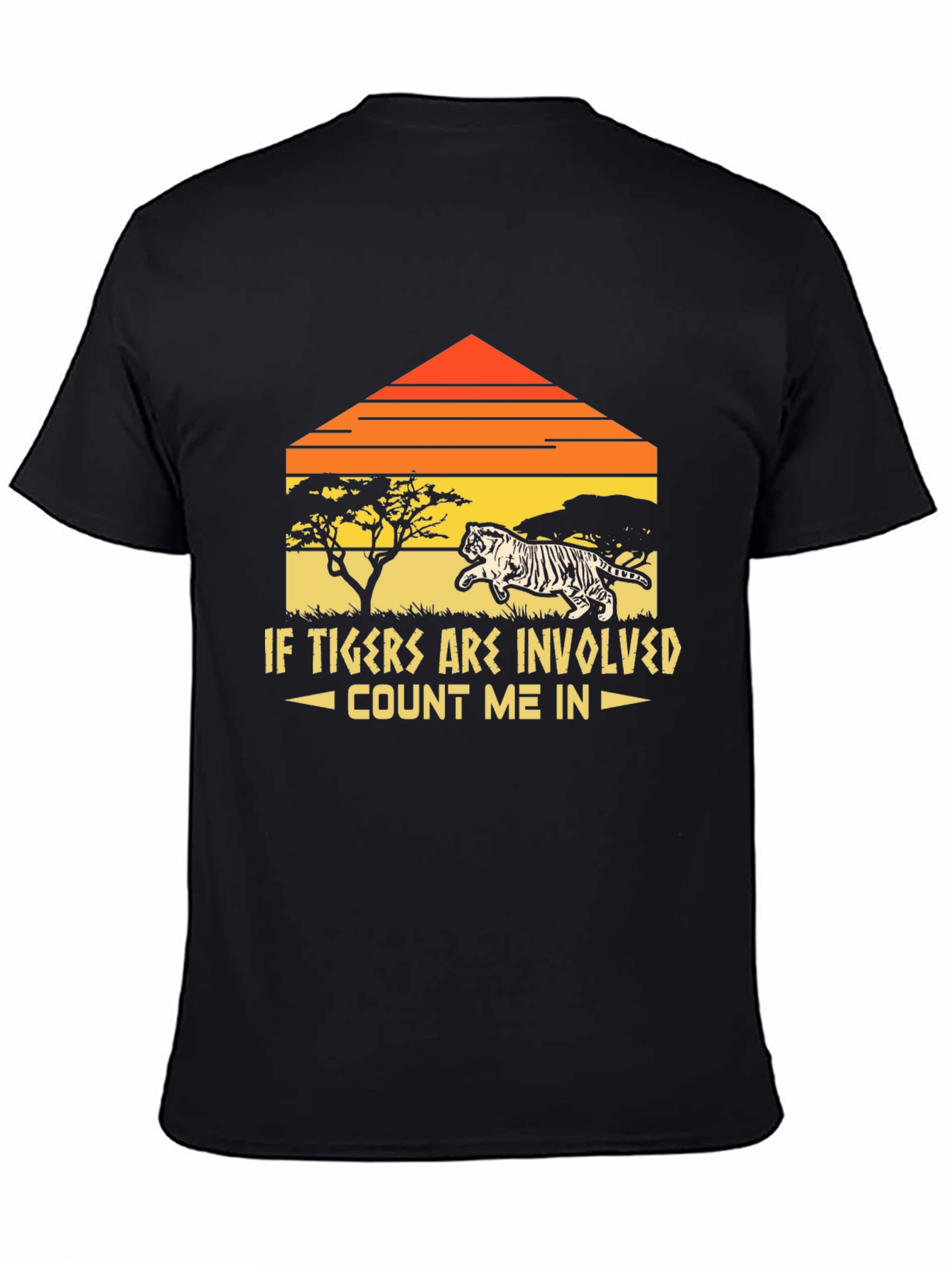 Black Tigers Involved Graphic T-Shirt - Safari Sunset Tee view 4