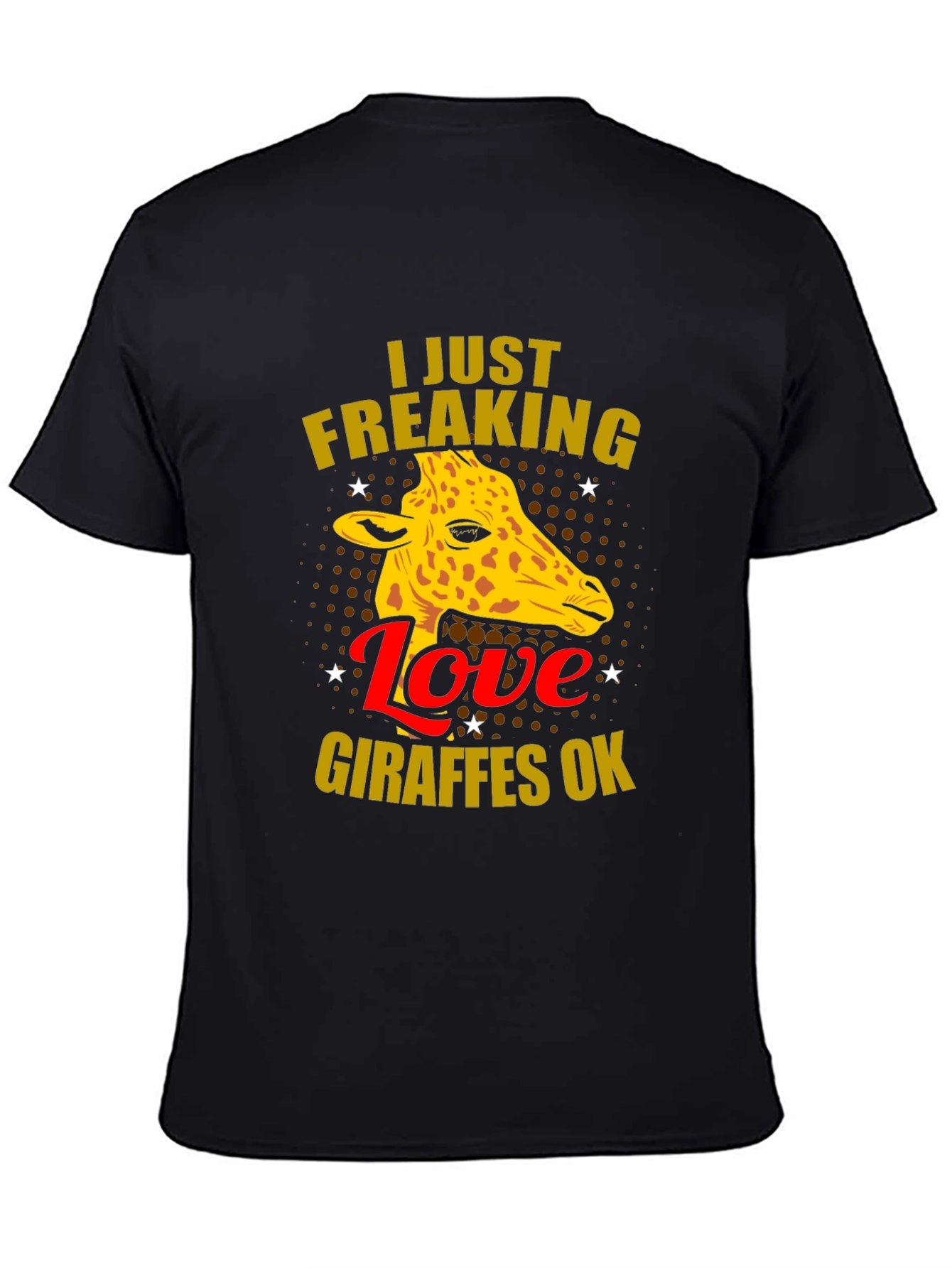 Black I Love Giraffes OK T-Shirt view 4