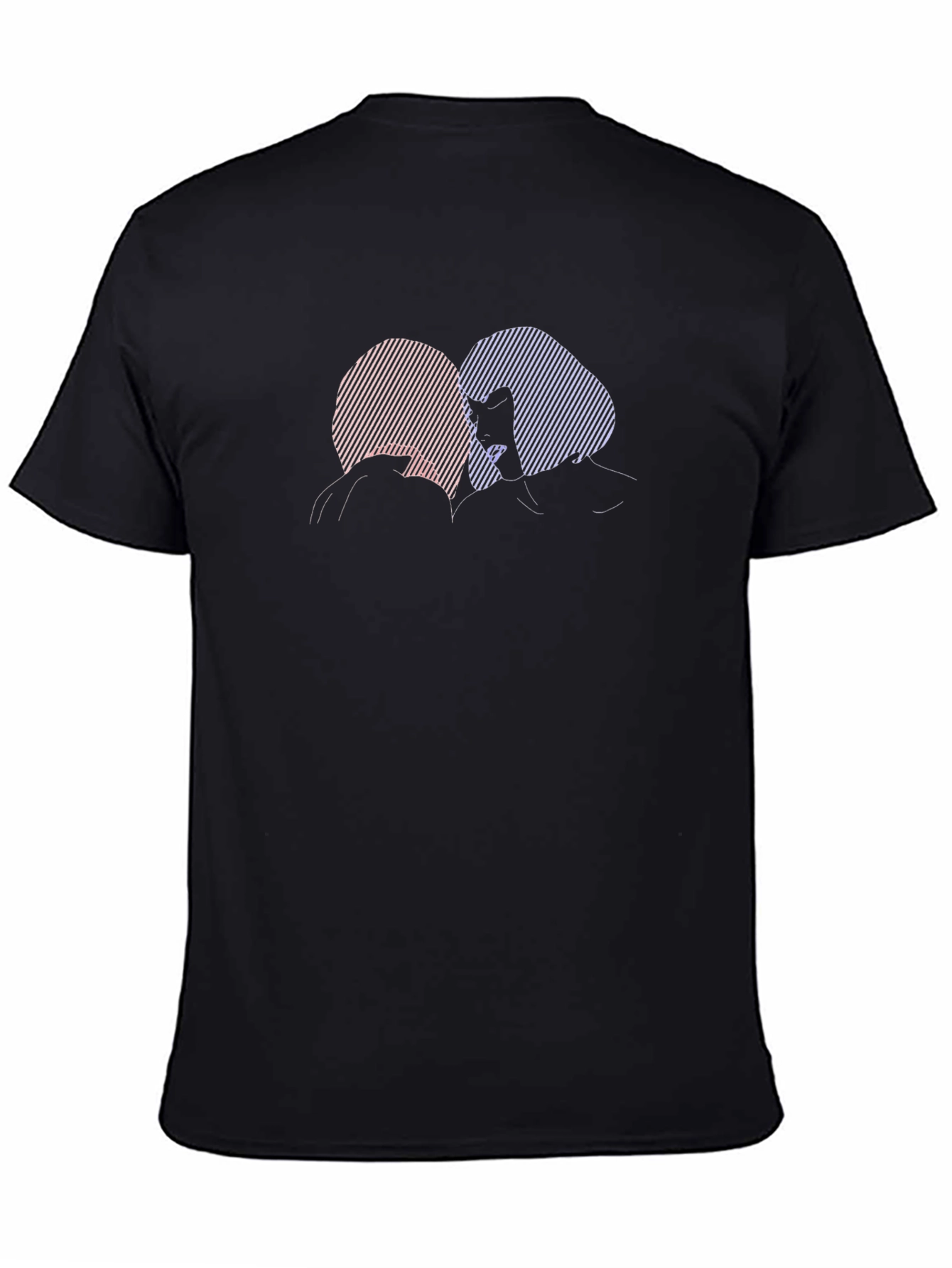 Black Silhouette Couple Graphic Black Tee view 4