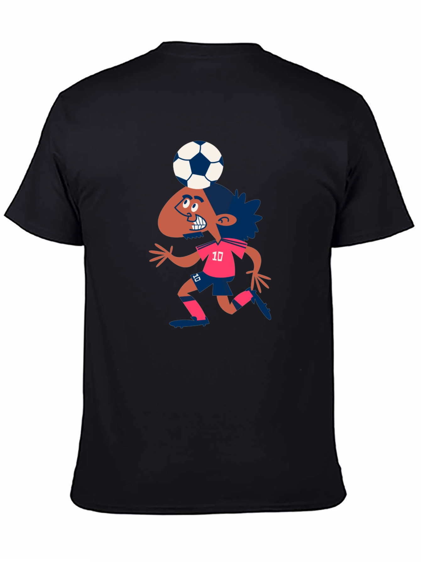 Black Cartoon Soccer Player Graphic T-Shirt view 4