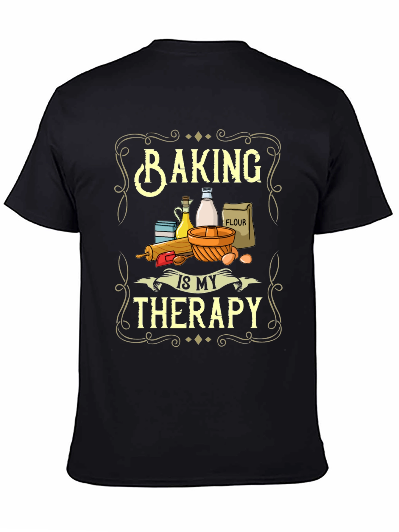 Black Baking Is My Therapy Graphic T-Shirt view 4