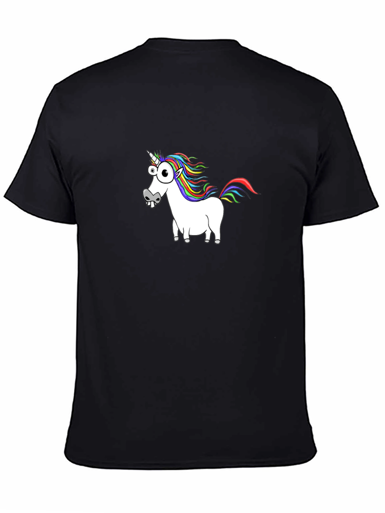 Black Funny Unicorn Graphic Tee - Black Cotton Casual T-Shirt view 4