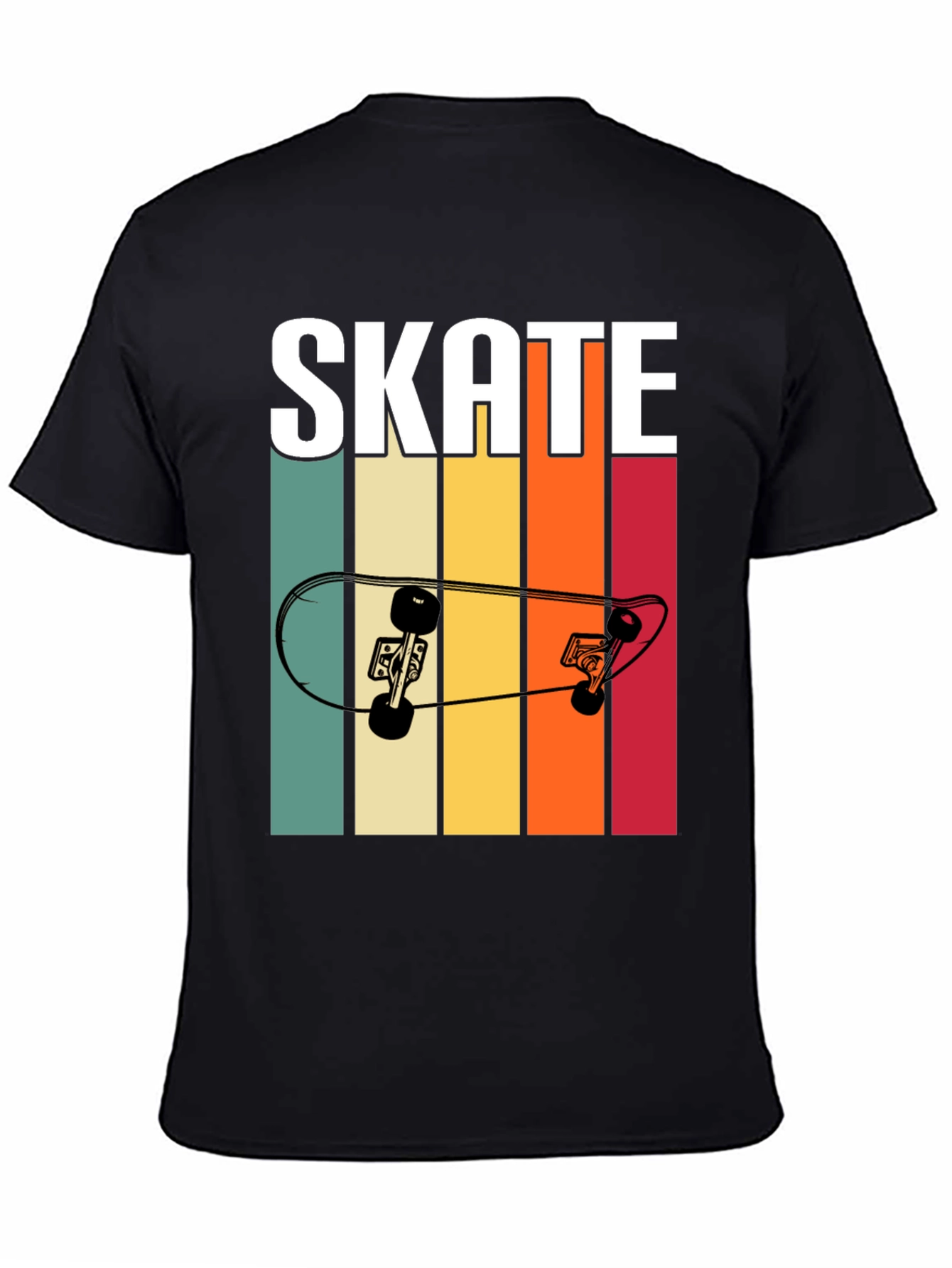Black Retro Skate T-Shirt - Cool Skateboard Design view 4