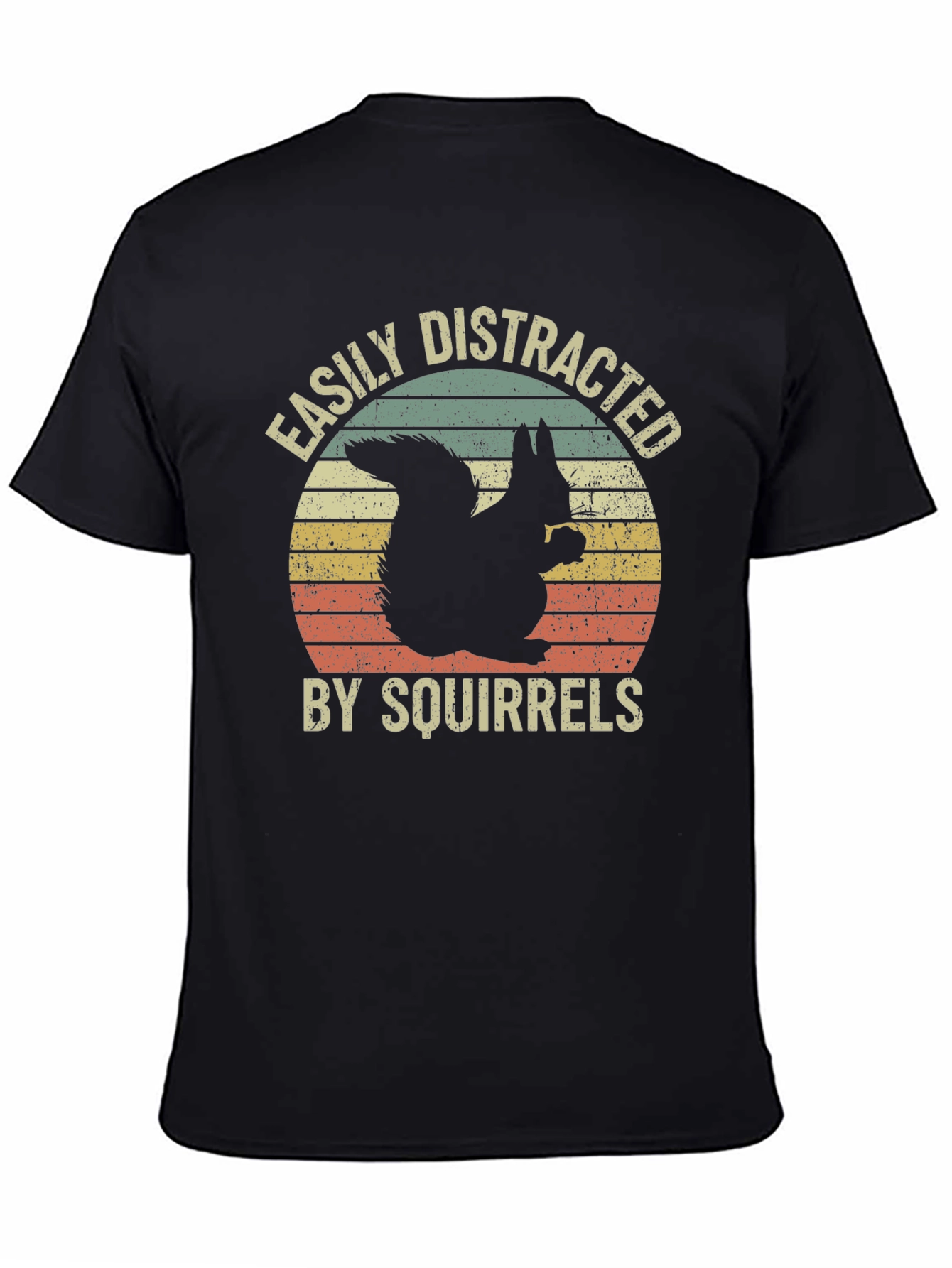 Black Easily Distracted By Squirrels Graphic Tee view 4