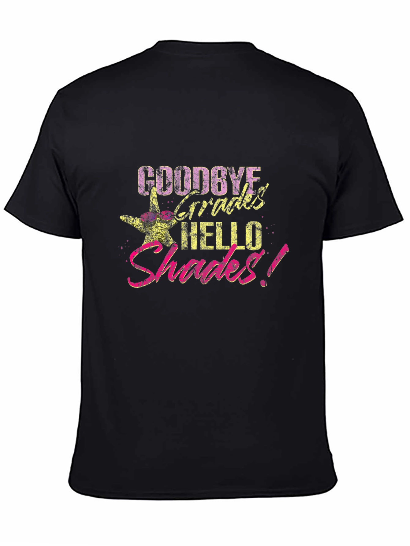 Black Goodbye Grades Hello Shades Black T-Shirt view 4