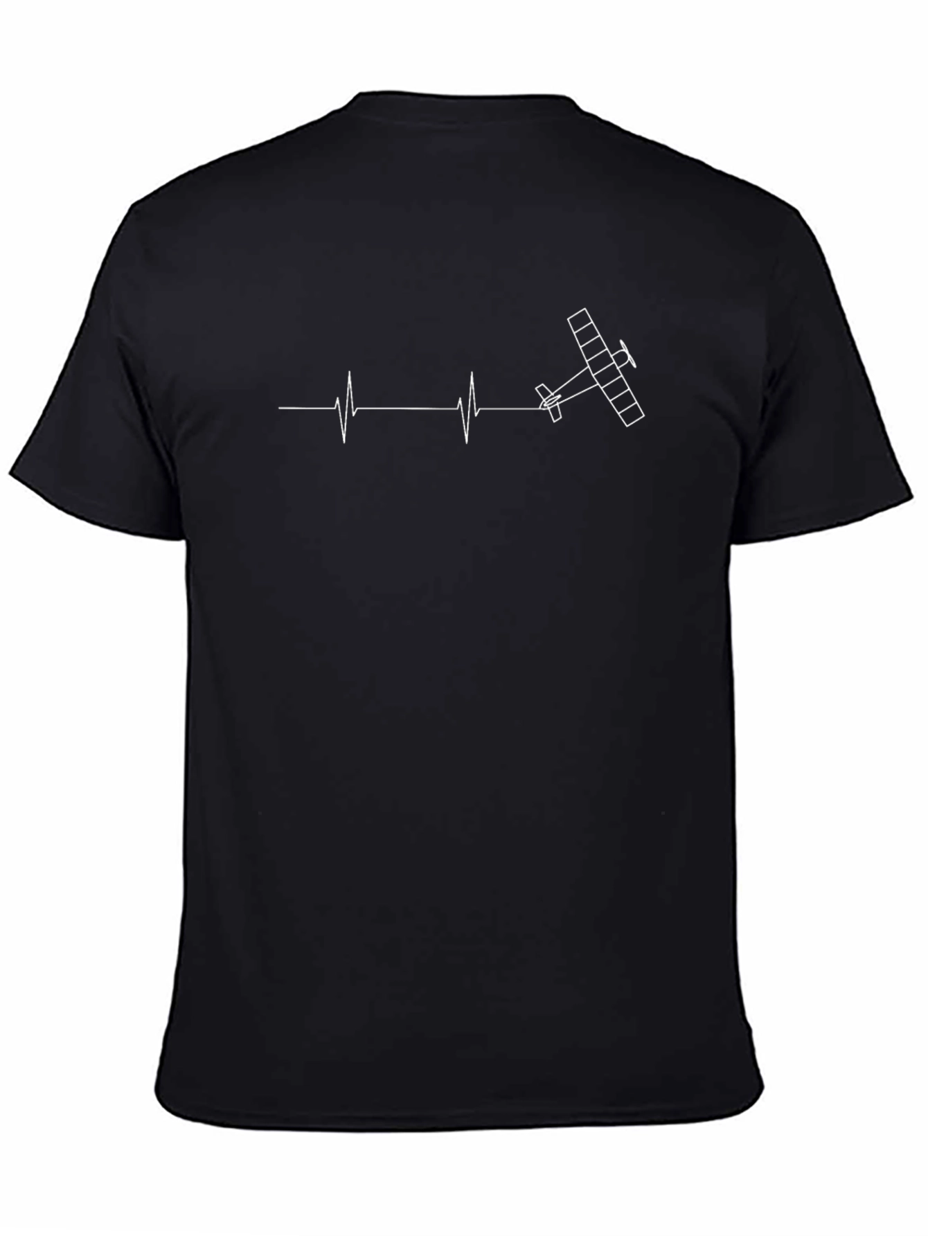 Black Pilot Heartbeat T-Shirt - Aviation Lover Gift view 4