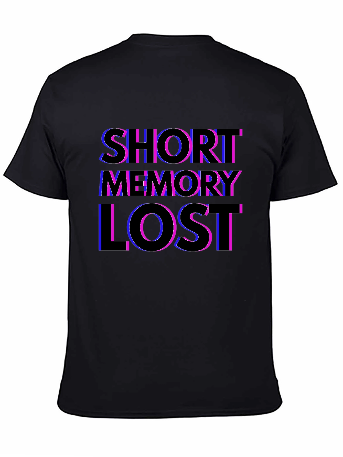 Black Short Memory Lost Funny Slogan Tee view 4