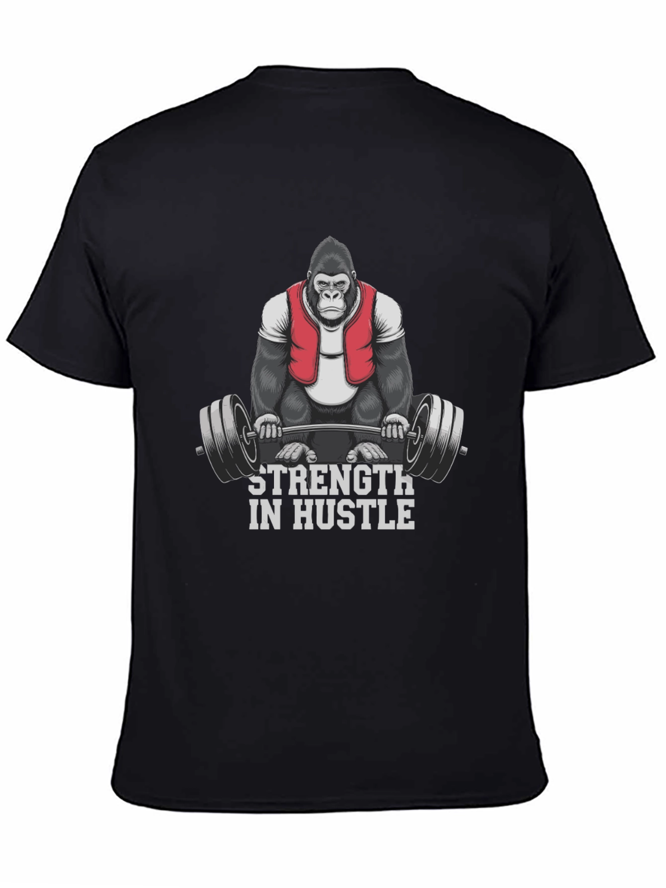 Black Strength in Hustle Gorilla Gym T-Shirt view 4
