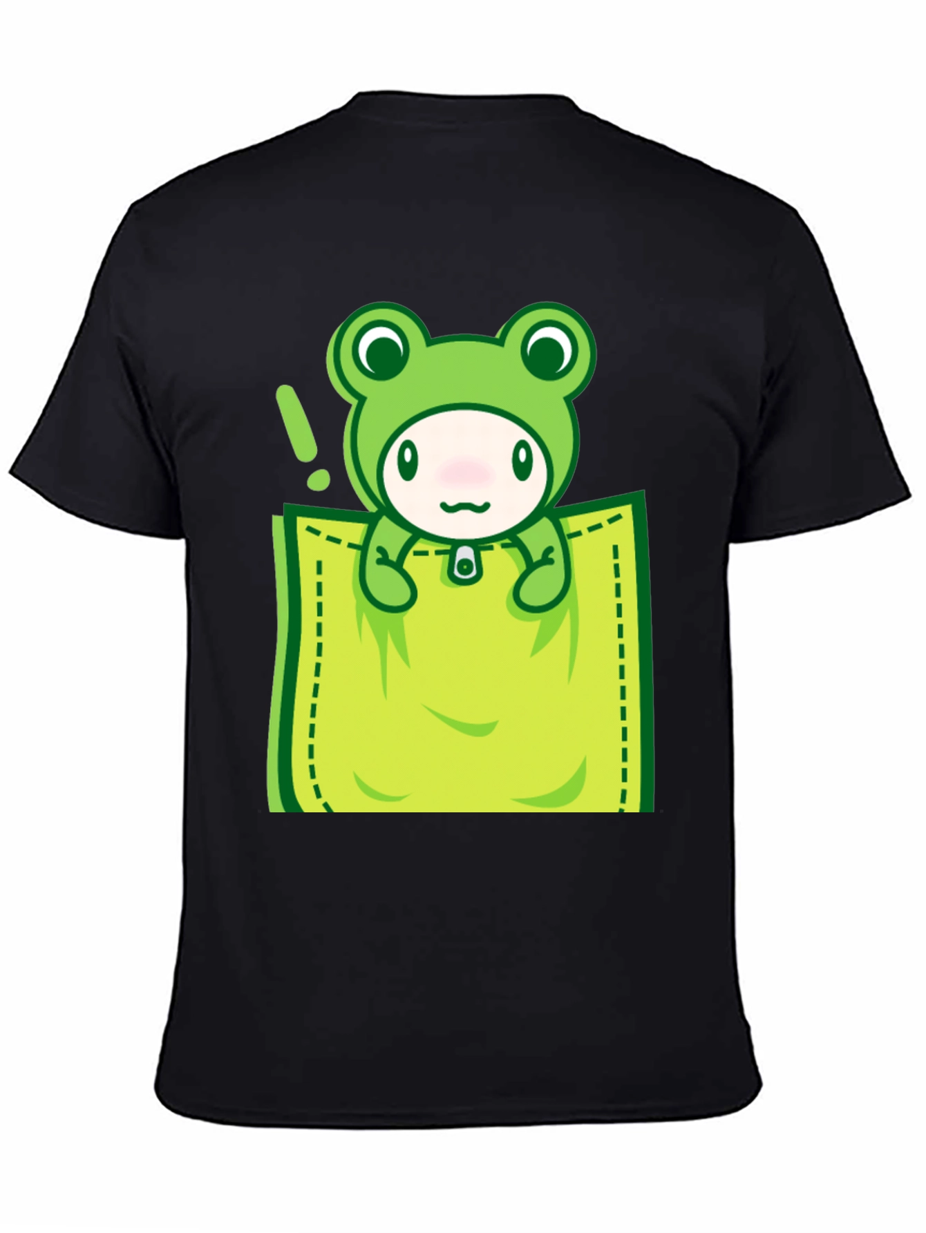 Black Cute Frog Pocket T-Shirt - Fun Graphic Tee view 4