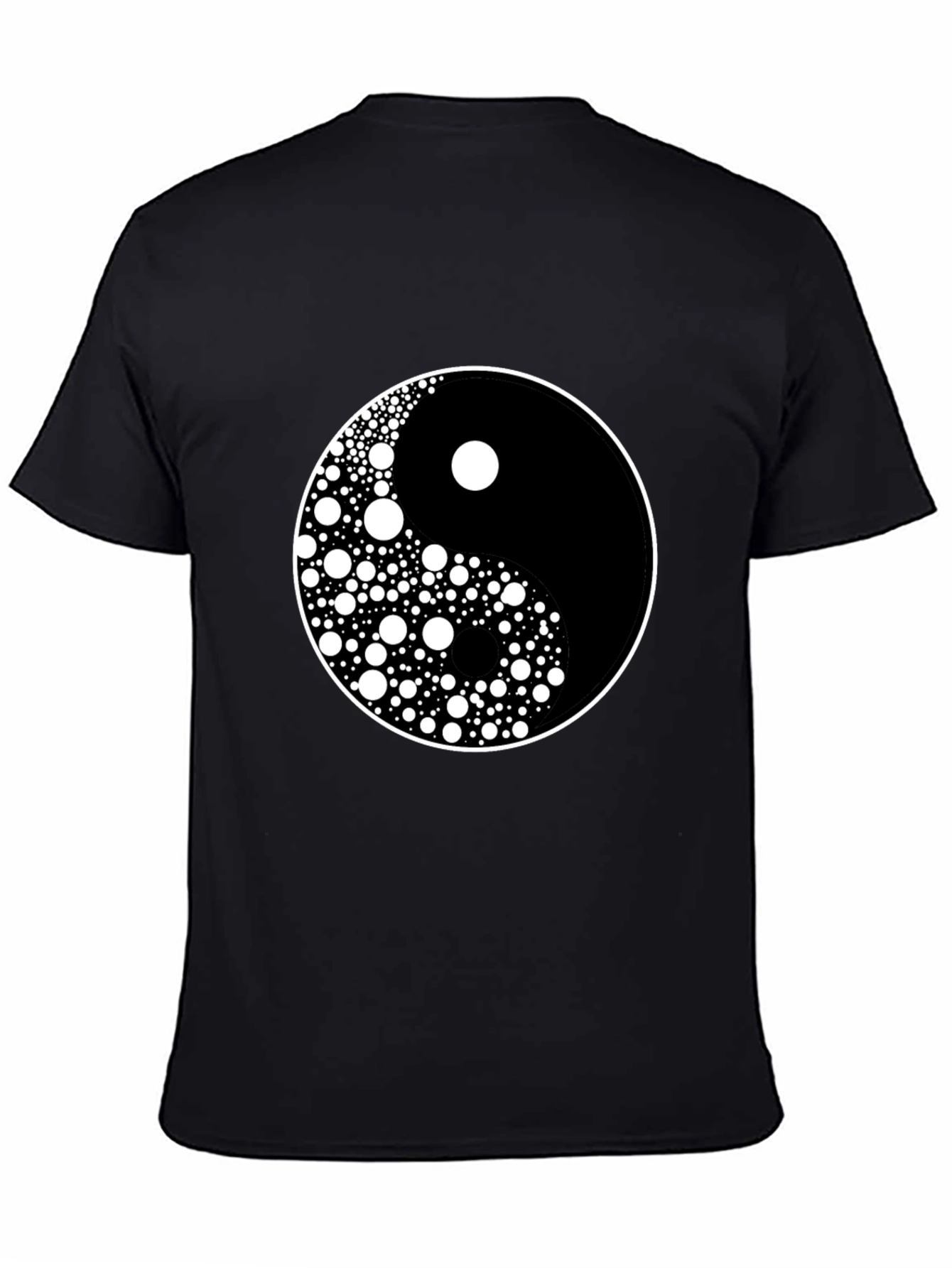Black Yin Yang Circle Dot Pattern Tee - Classic Harmony view 4