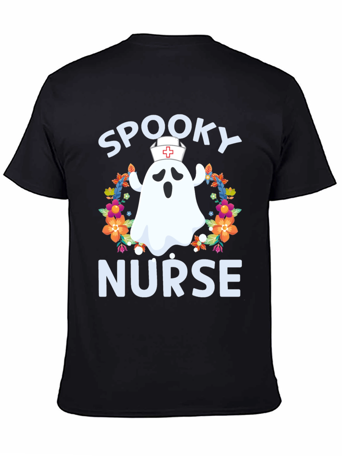 Black Spooky Nurse Halloween T-Shirt view 4