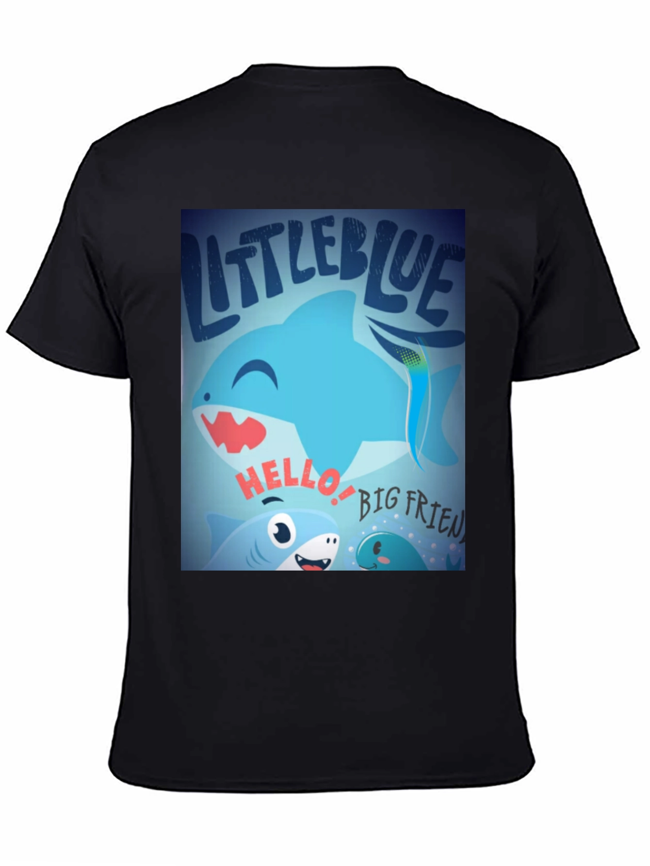 Black Little Blue Shark Graphic Tee - Fun, Casual Style view 4