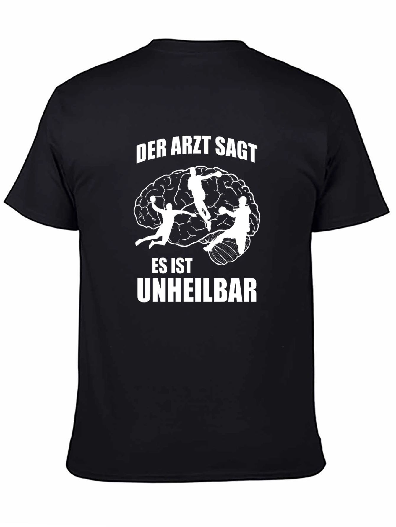 Black Handball Brain T-Shirt - Funny German Slogan Tee view 4