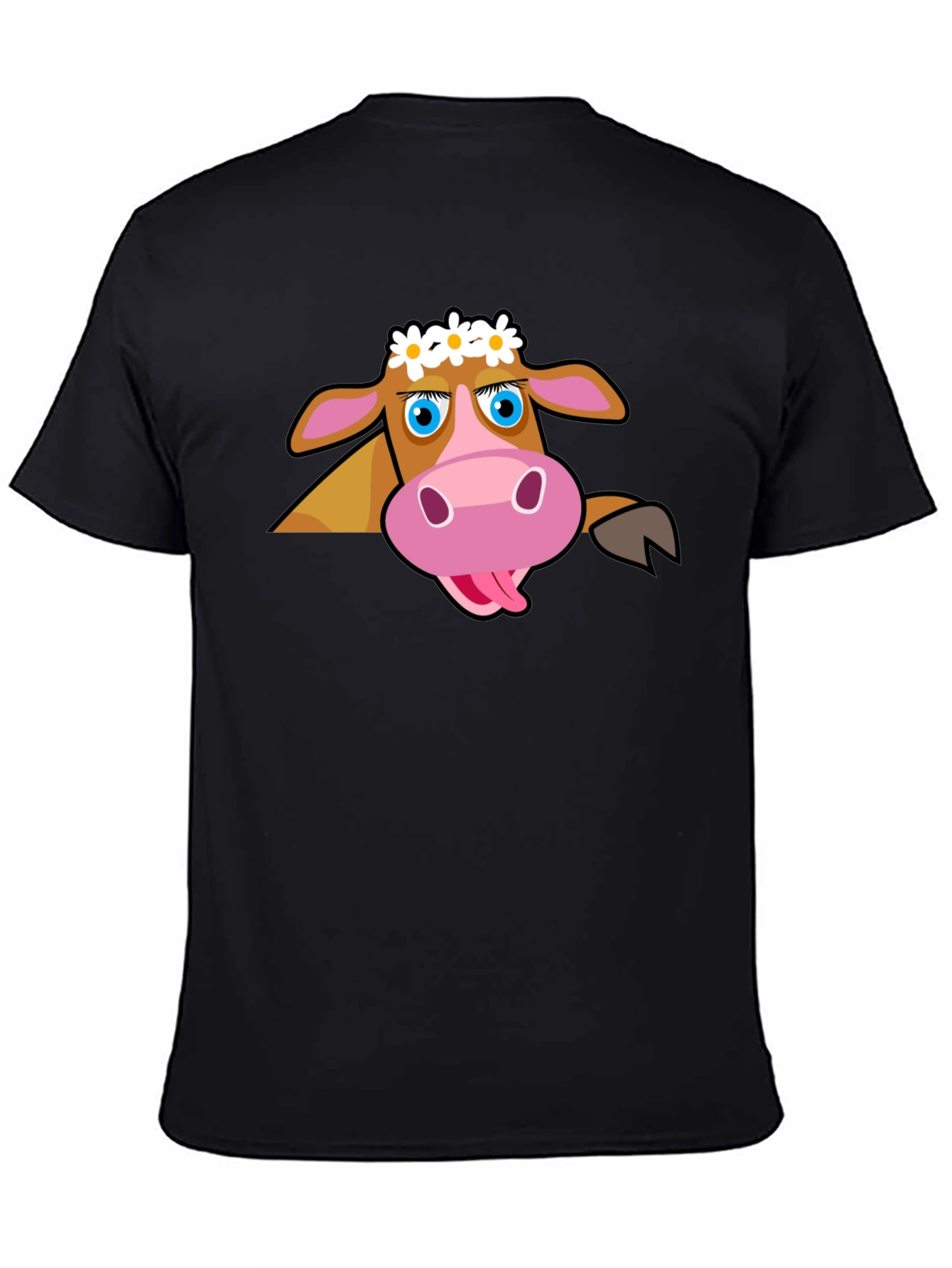 Black Cartoon Cow T-Shirt: Fun Graphic Tee view 4