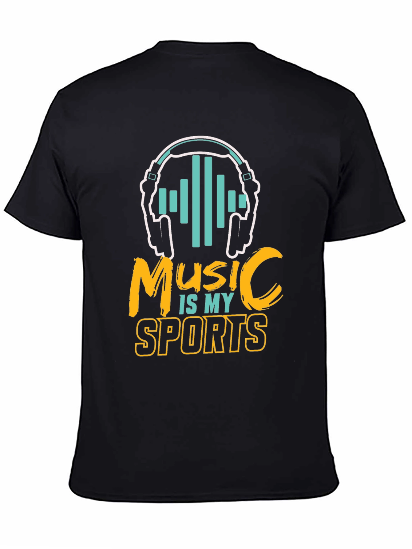 Black Music is My Sport Graphic Tee - Black Cotton T-Shirt view 4