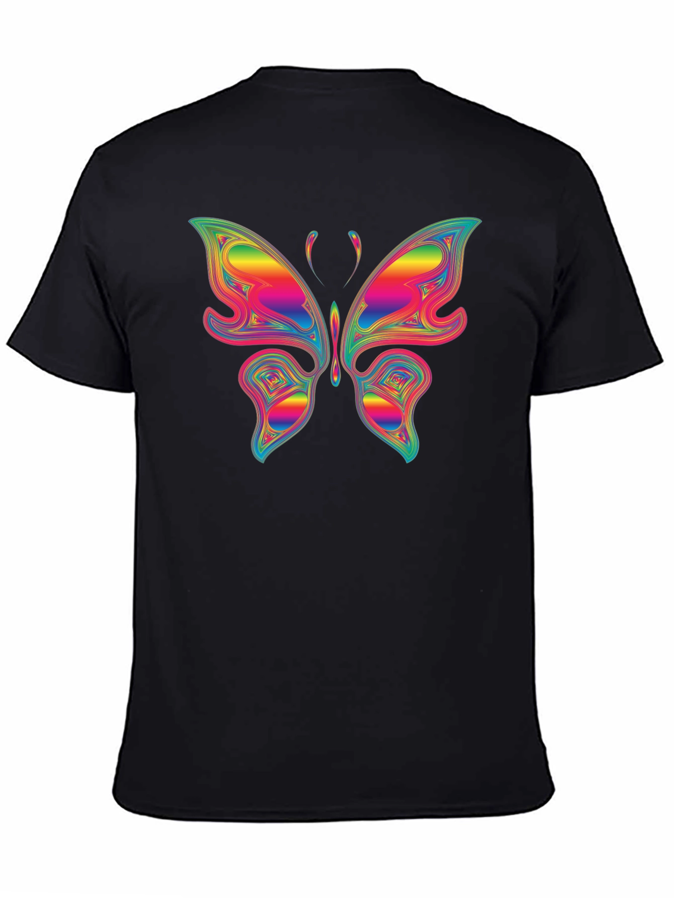 Black Rainbow Butterfly Graphic T-Shirt - Unique Colorful Tee view 4