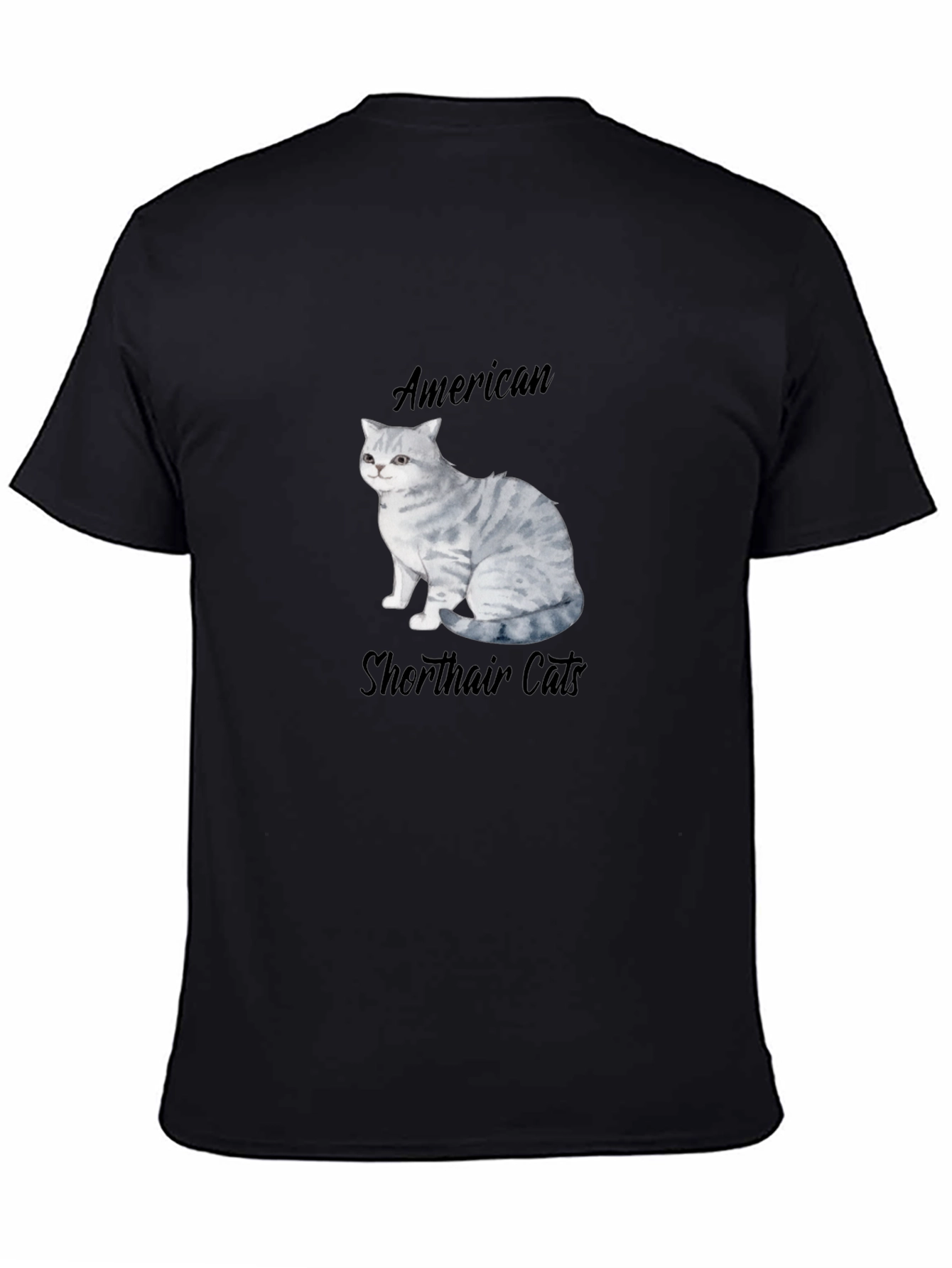 Black American Shorthair Cat Graphic T-Shirt view 4