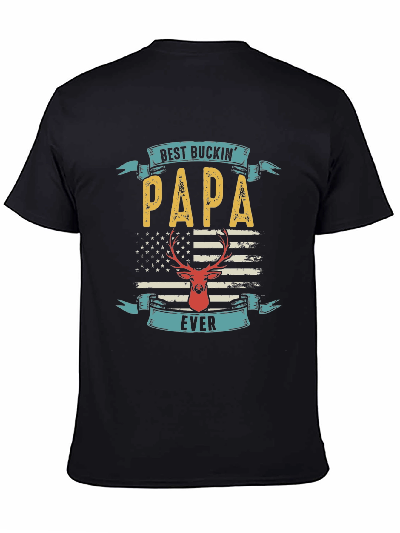 Black Best Buckin' Papa T-Shirt - Deer Hunter Father's Day Tee view 4