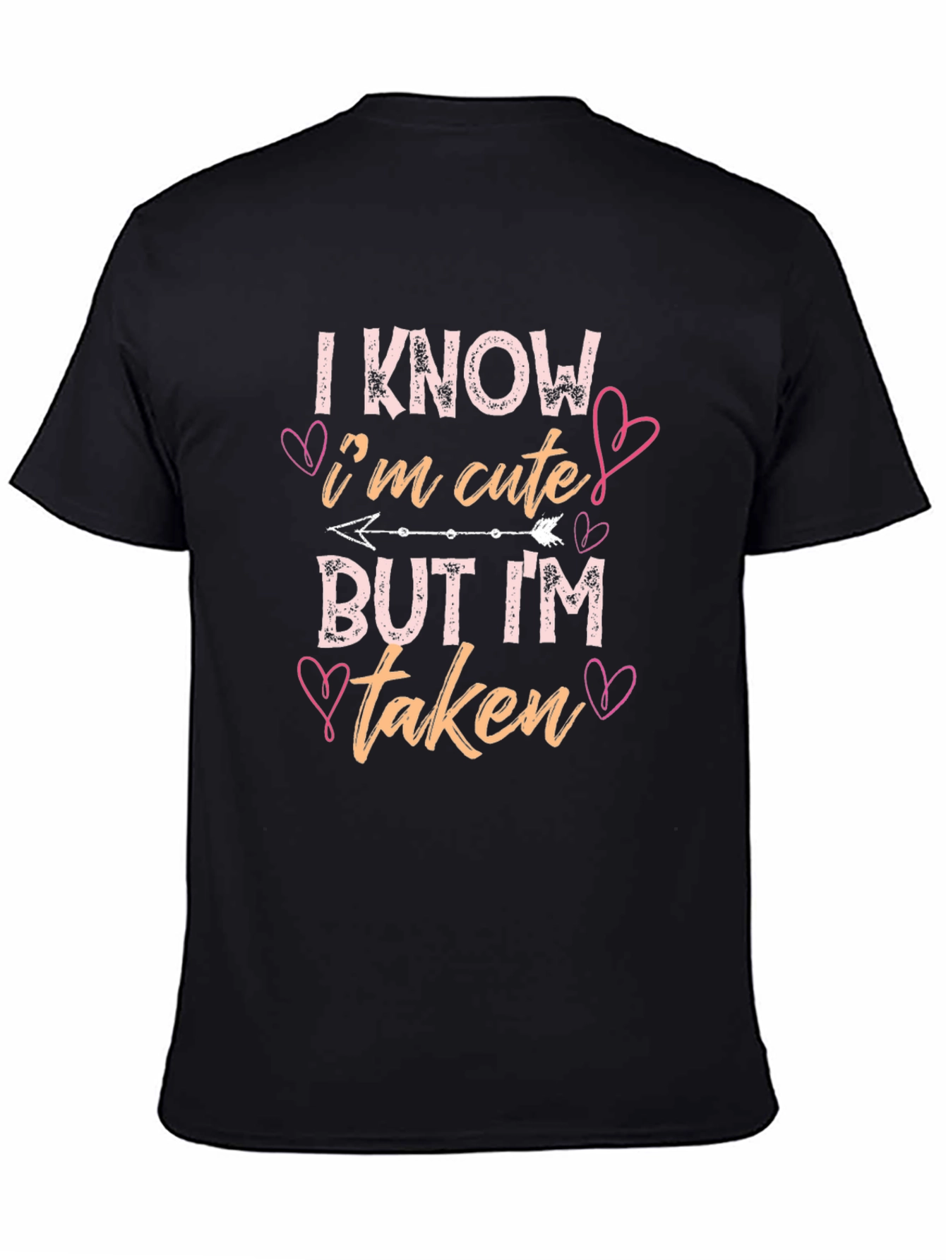 Black Cute But Taken Graphic Tee - Black Cotton T-Shirt view 4