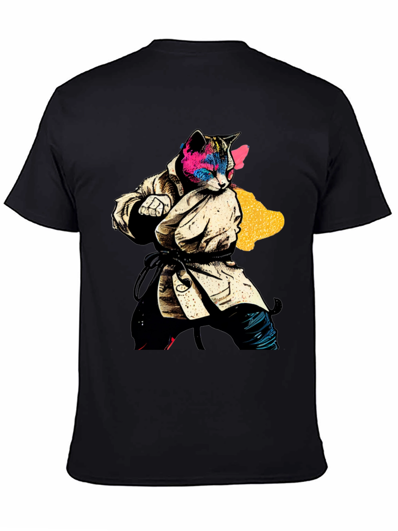 Black Karate Cat T-Shirt - Unique Graphic Tee view 4