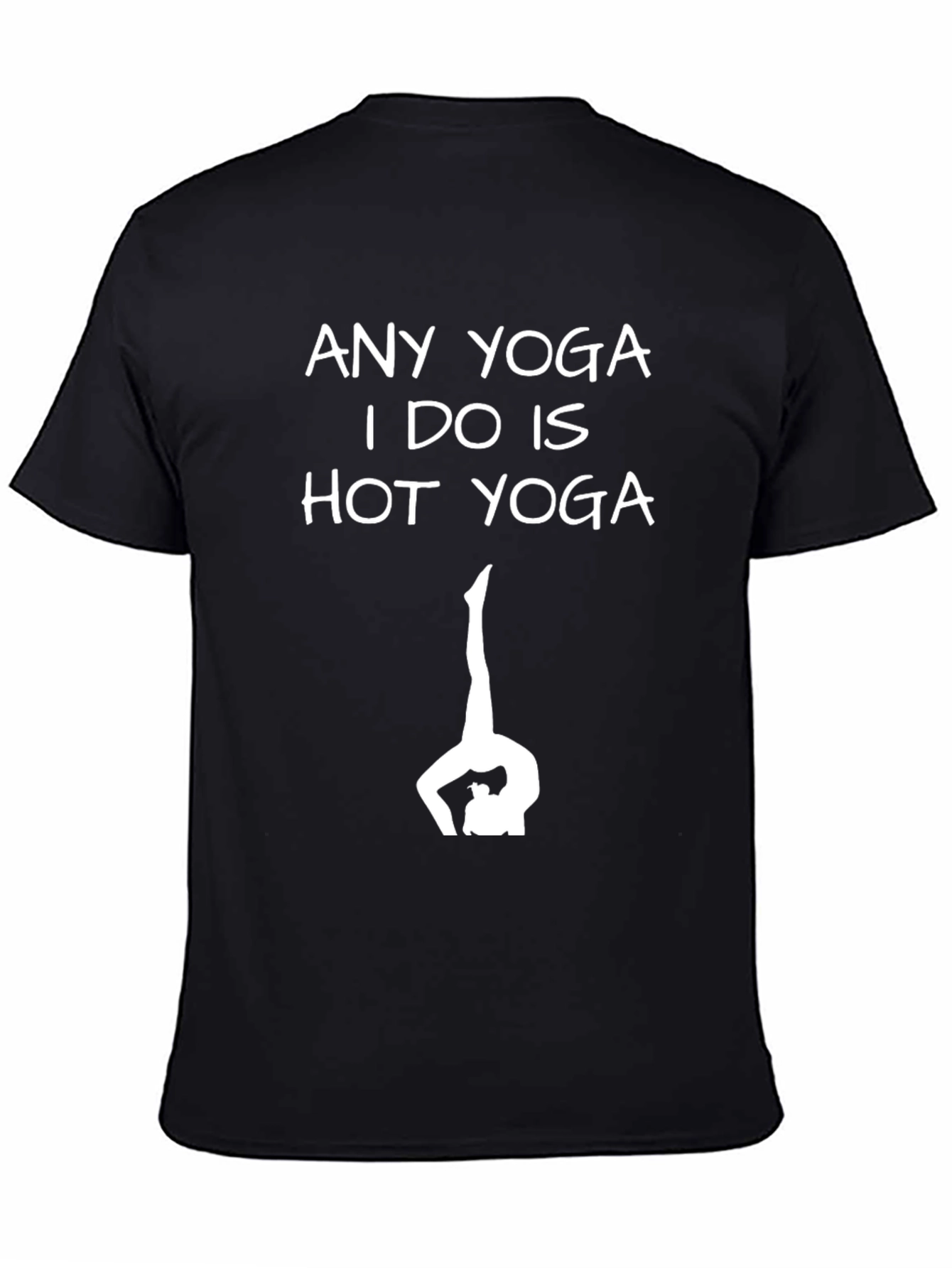 Black Funny Hot Yoga T-Shirt - Yoga Pose Graphic Tee view 4