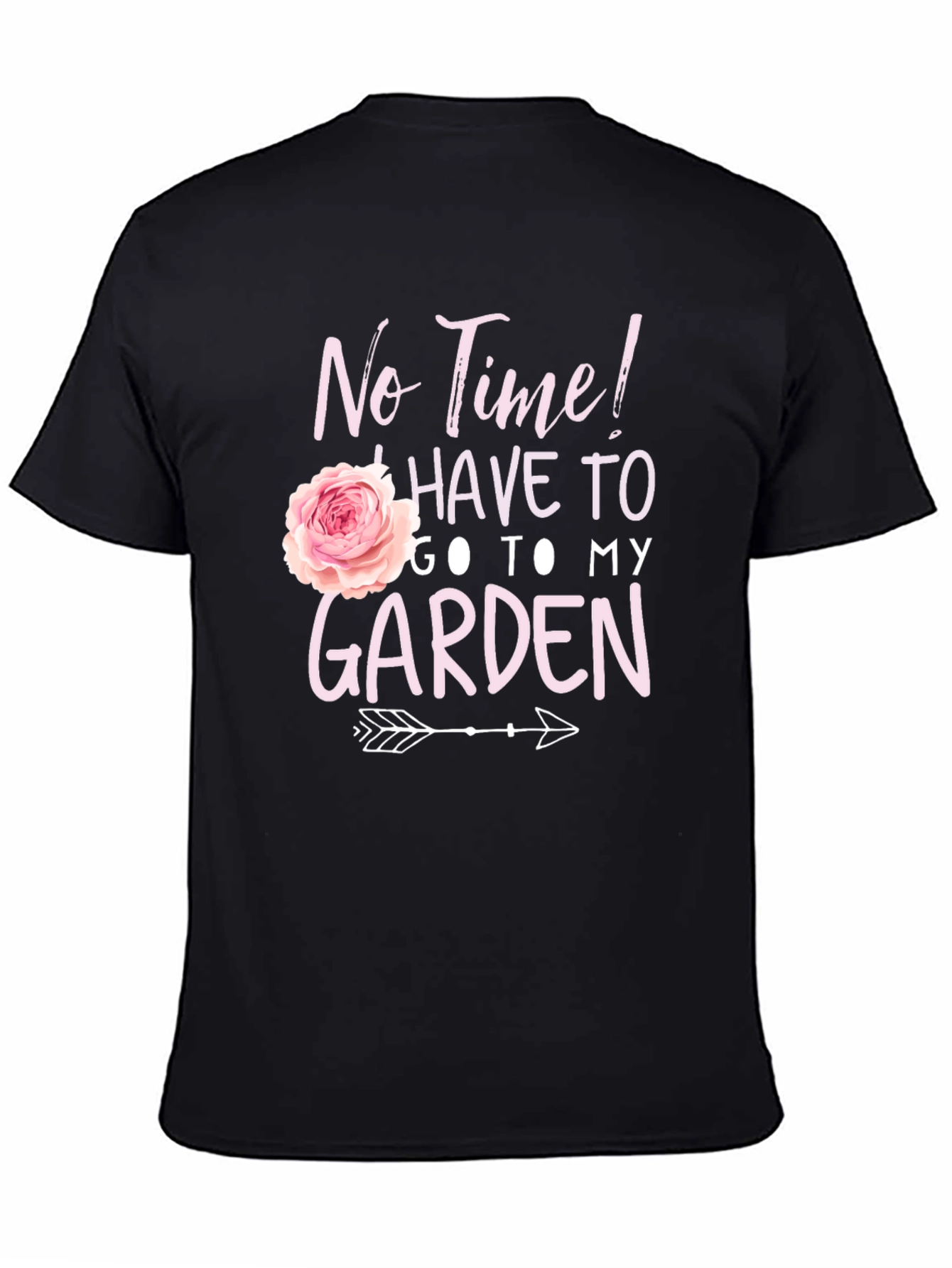 Black Gardening T-Shirt - No Time, Garden! view 4
