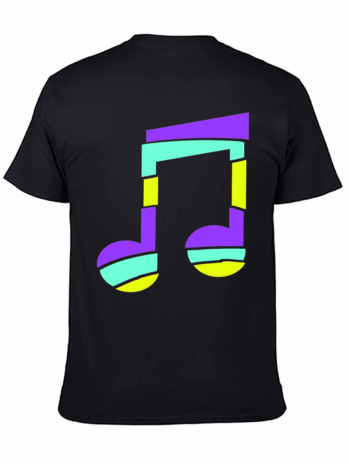 Black Funky Music Note Black T-Shirt view 4