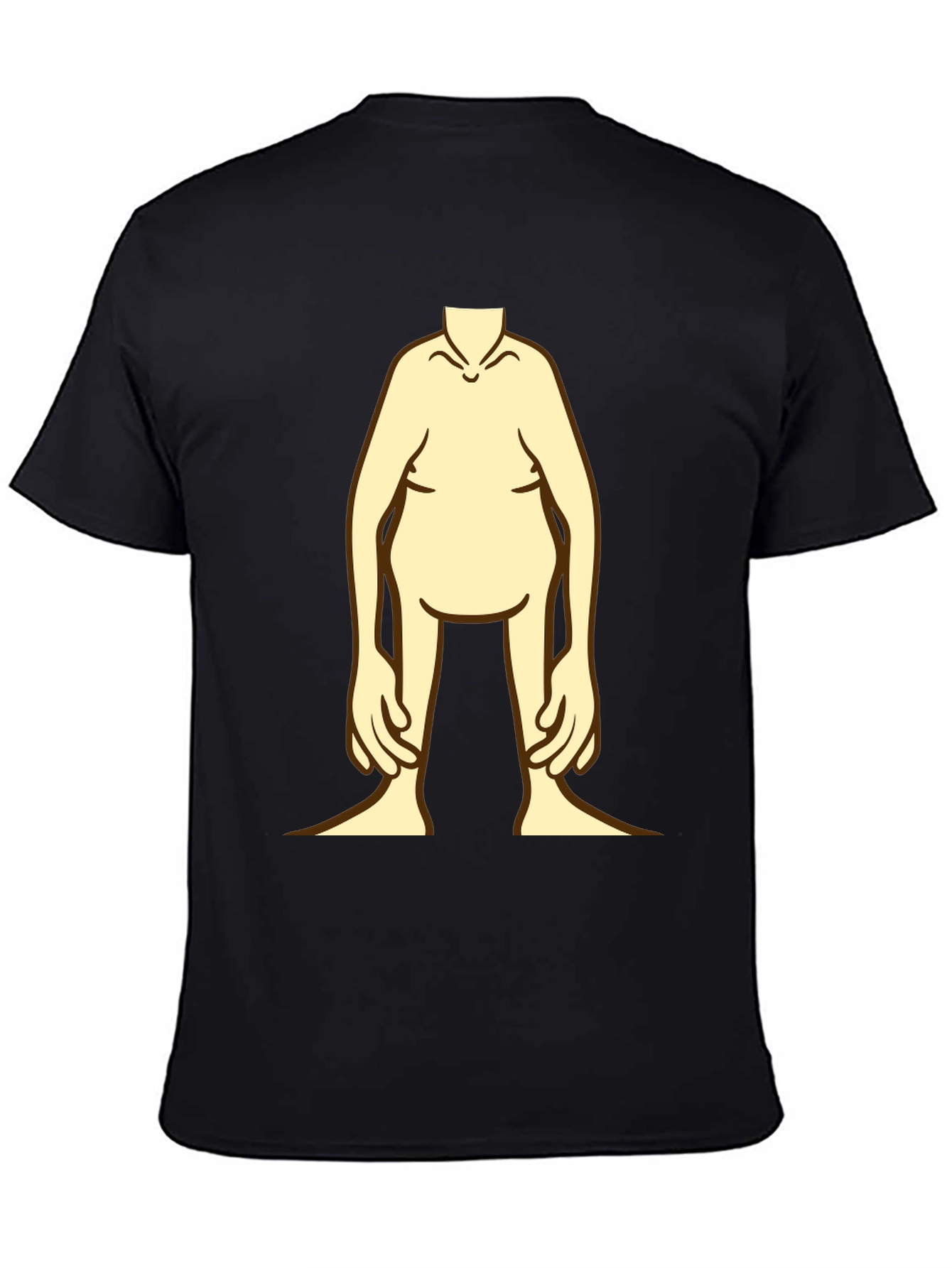 Black Funny Cartoon Body Black T-Shirt view 4