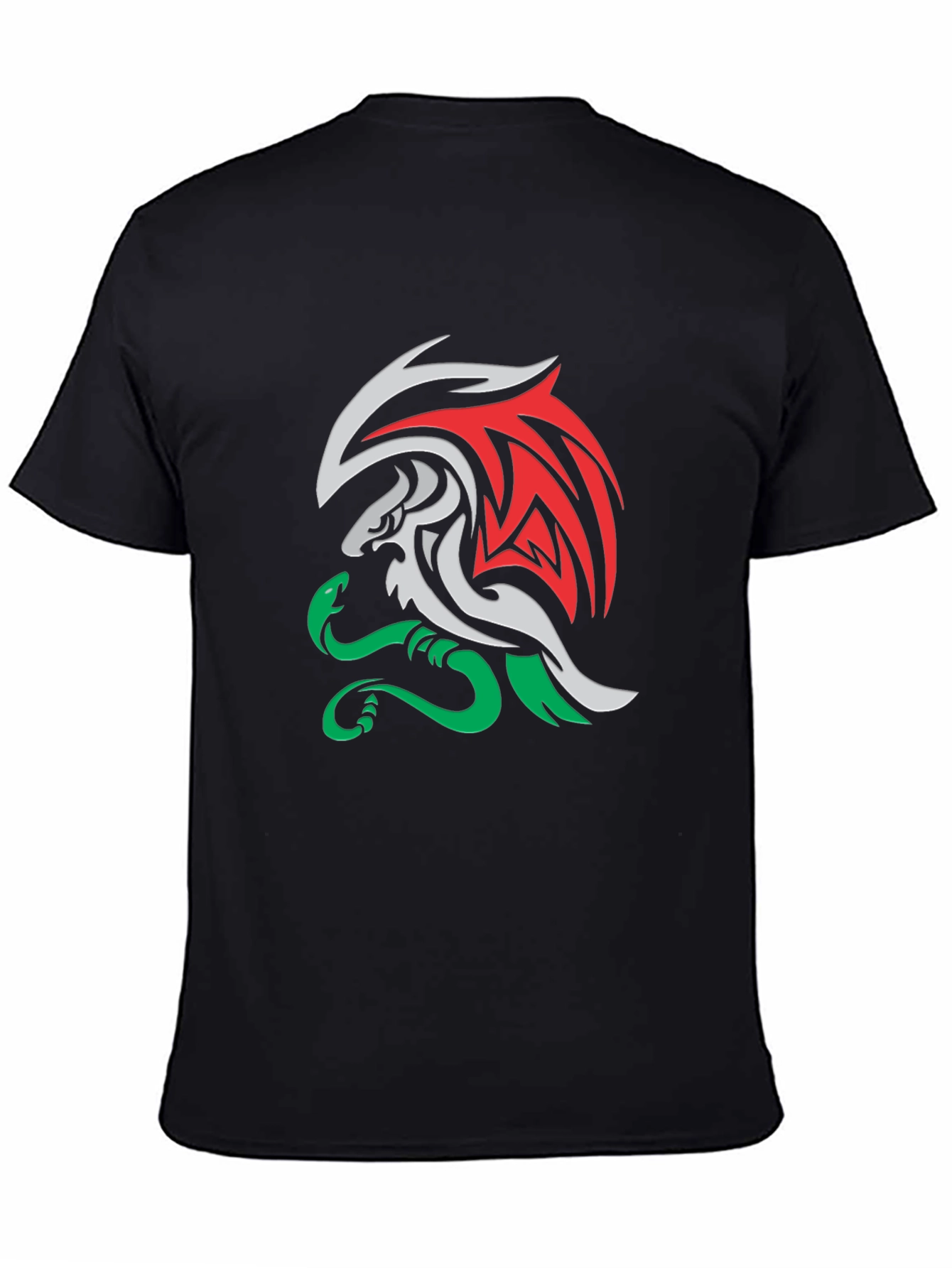 Black Dragon and Snake Graphic Tee - Black Cotton Blend Shirt view 4