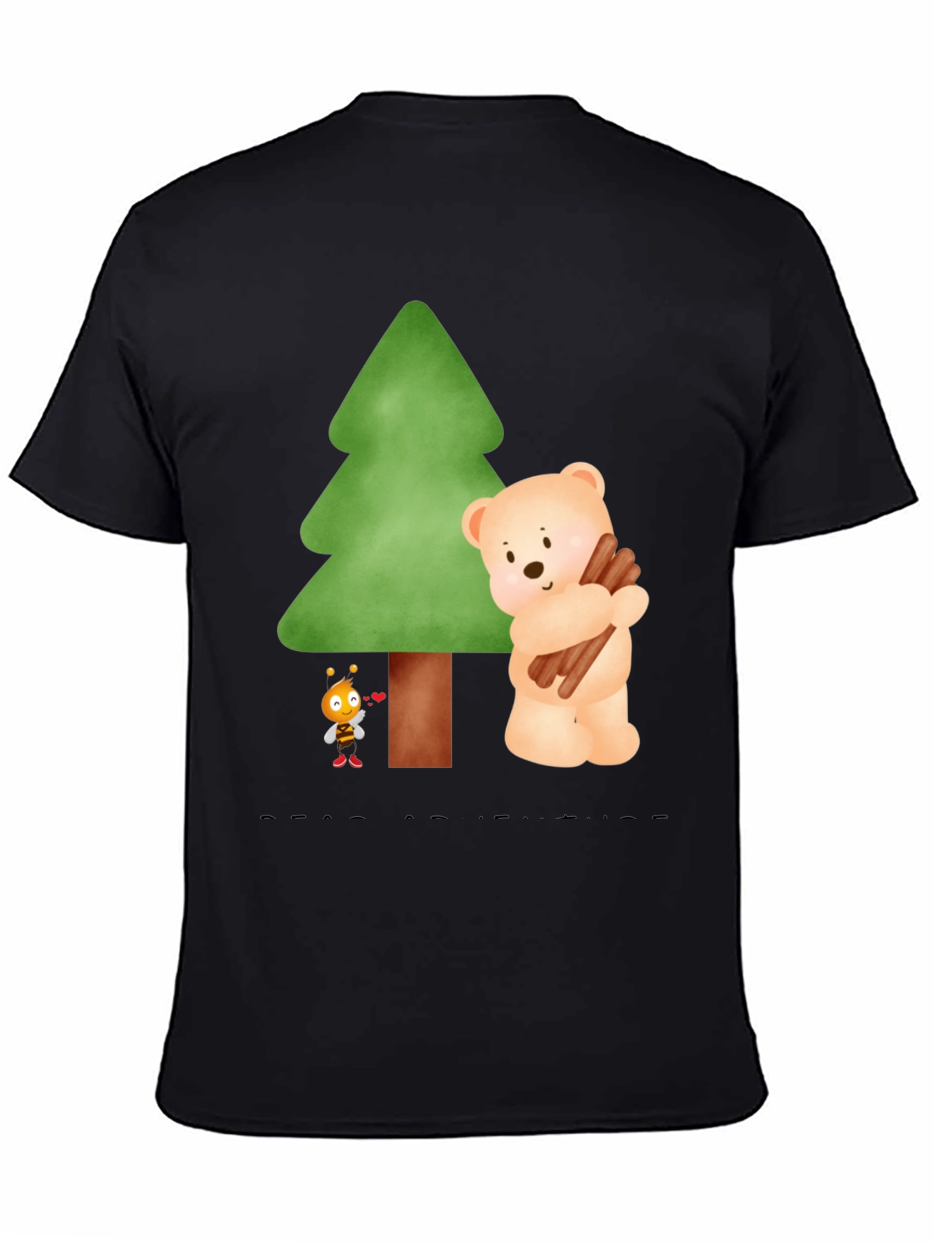 Black Cute Cartoon Nature Tee view 4