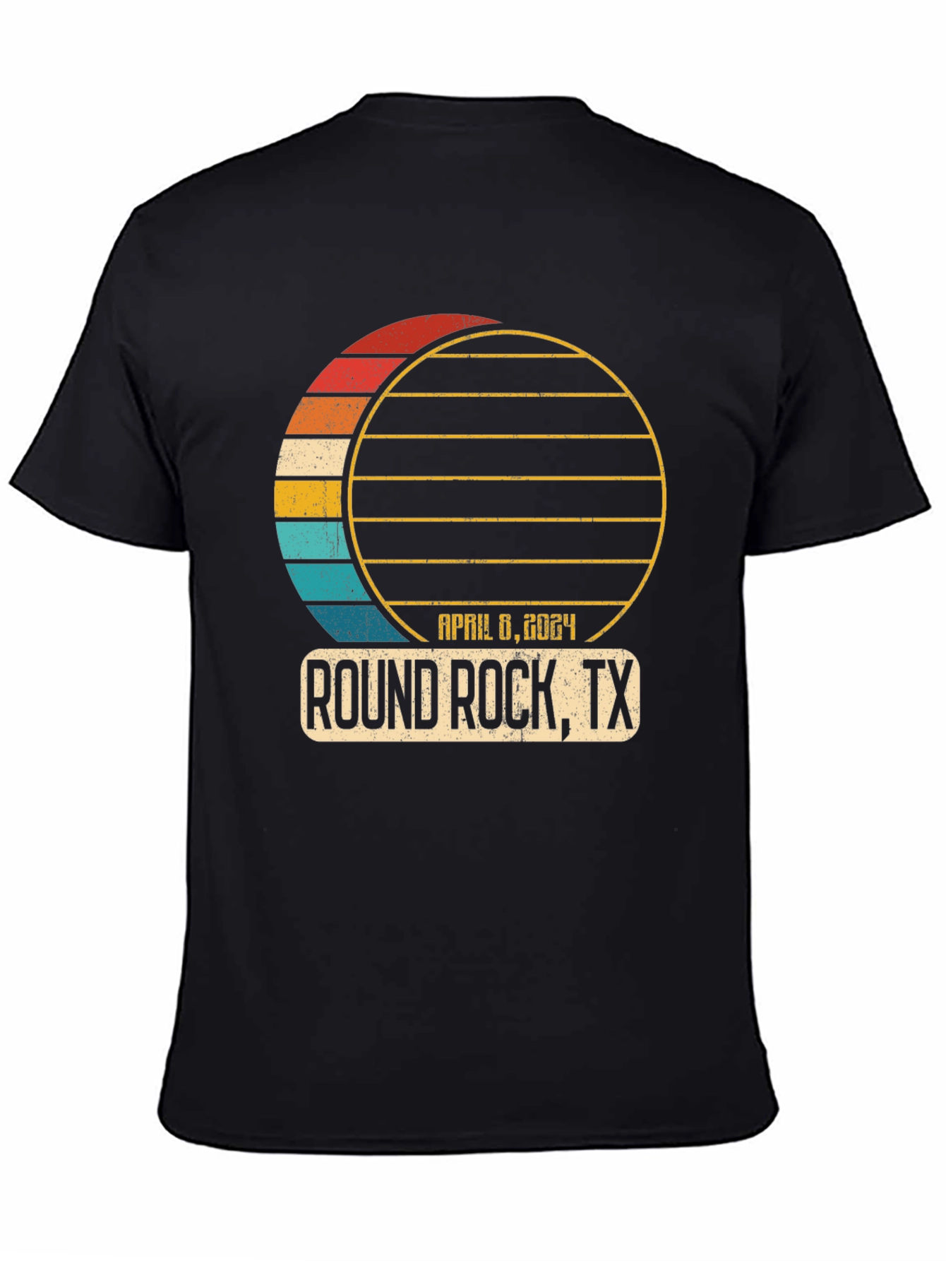 Black Round Rock, TX April 8, 2024 Solar Eclipse T-Shirt view 4