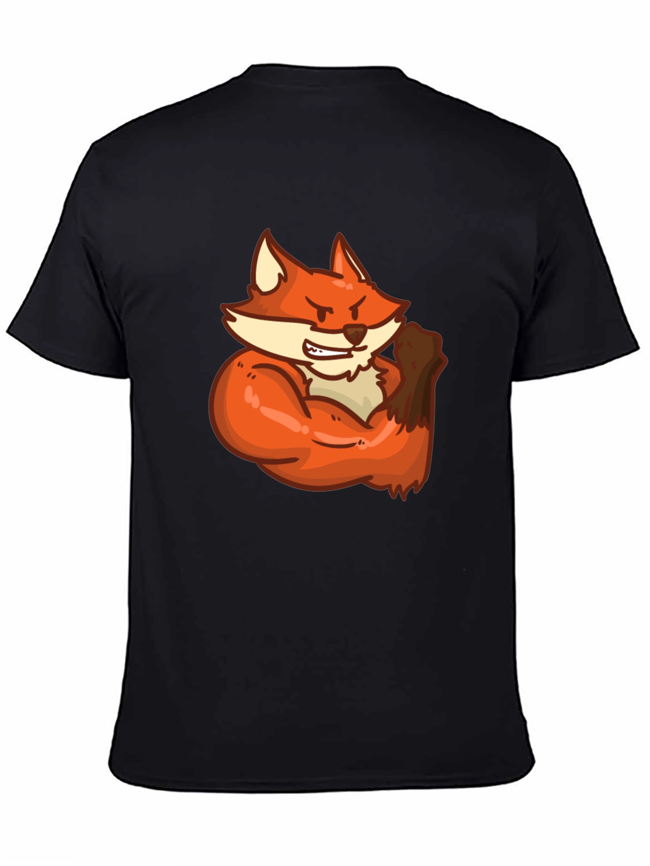 Black Black T-Shirt with Muscular Fox Graphic view 4