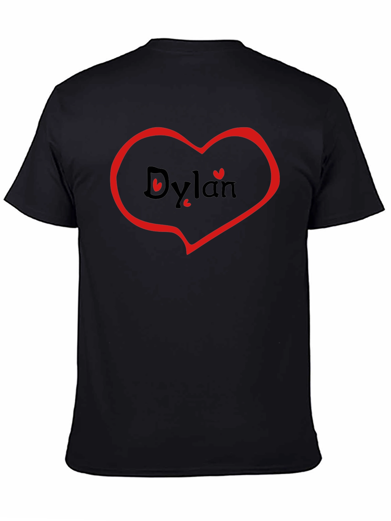 Black Dylan Heart T-Shirt - Black Cotton Graphic Tee view 4