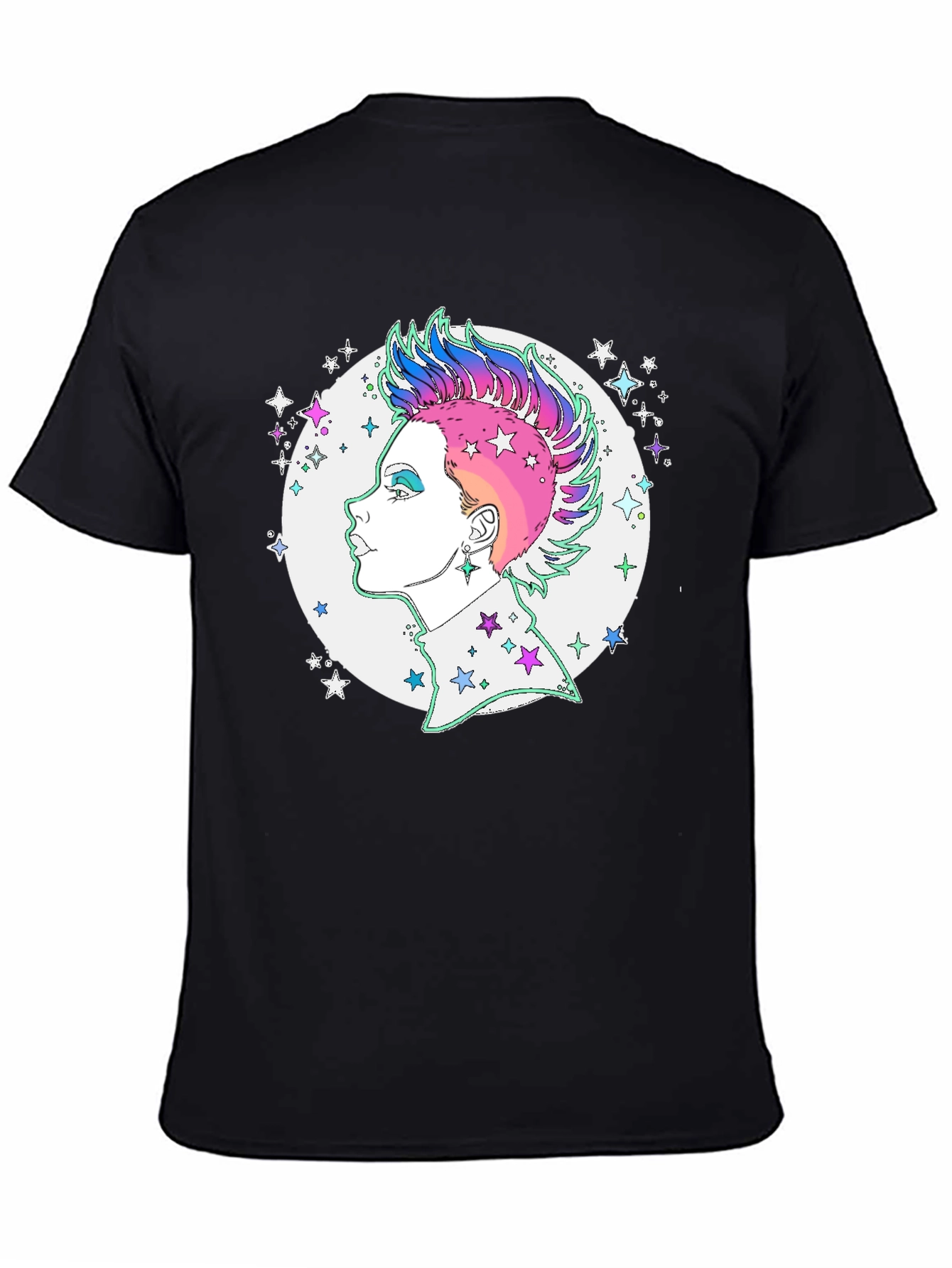 Black Edgy Punk Star Graphic Tee view 4