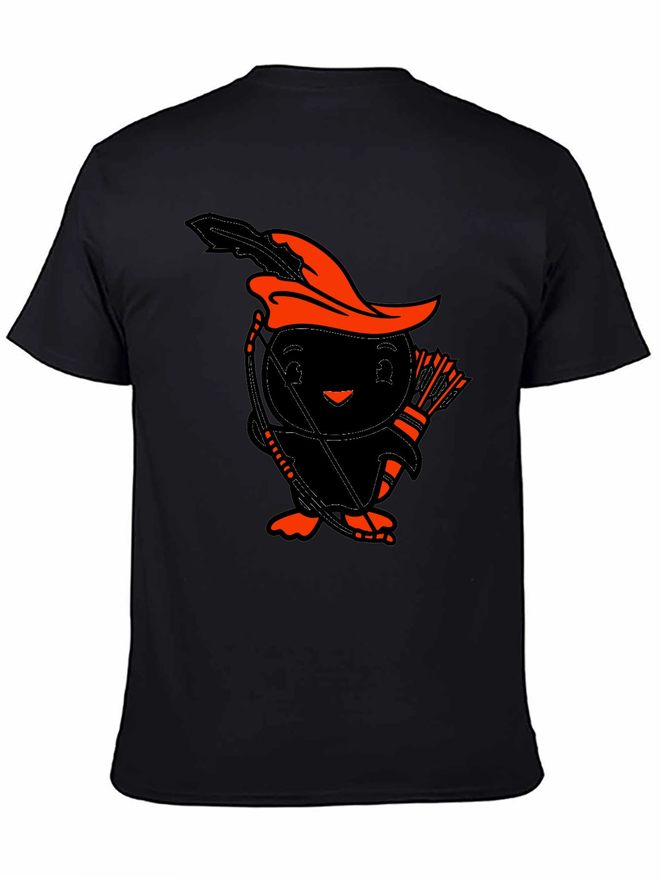 Black Funny Archer Penguin Black T-Shirt view 4