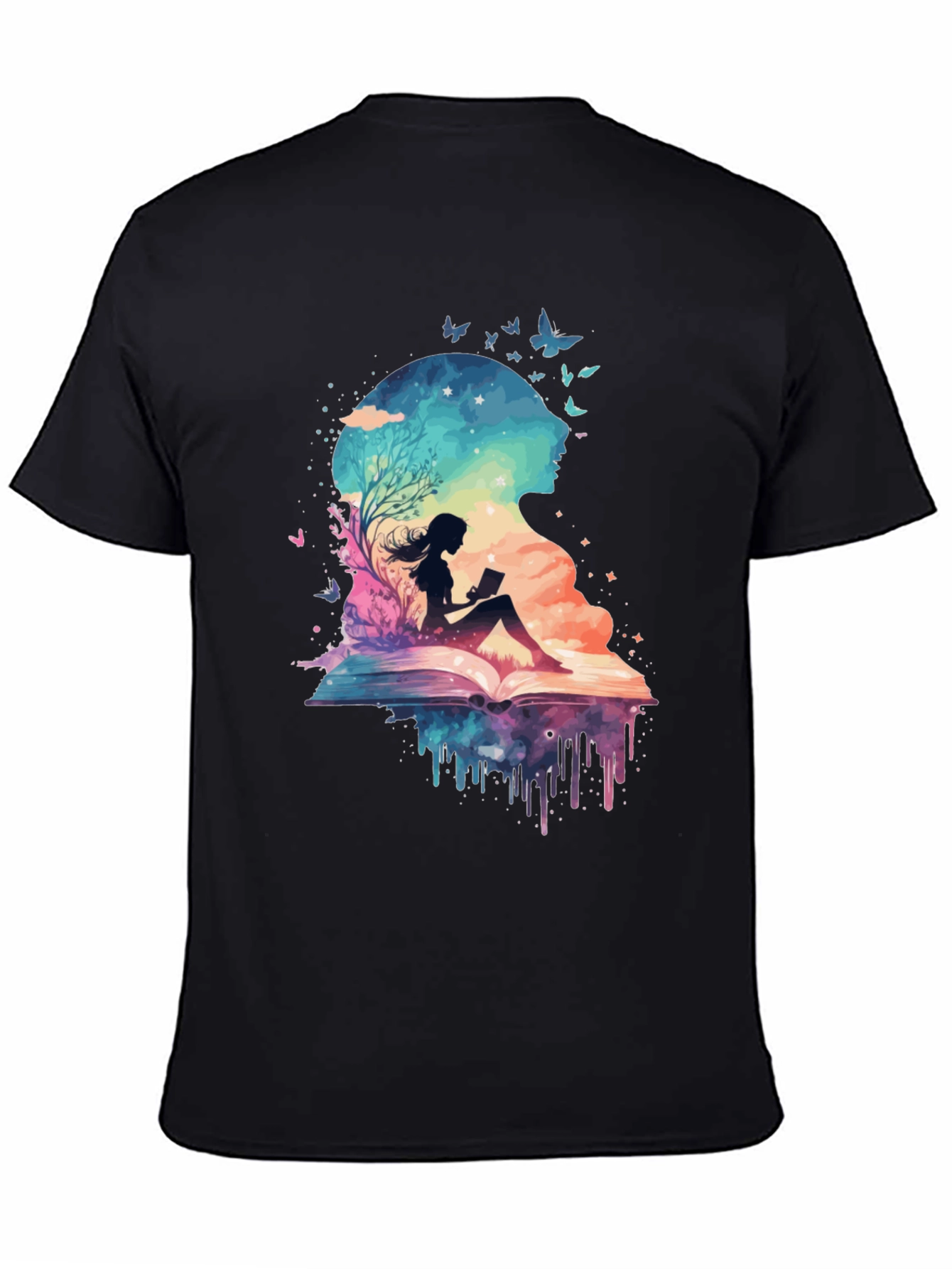 Black Book Lover Galaxy Tee - Literary Dreamscape Design view 4