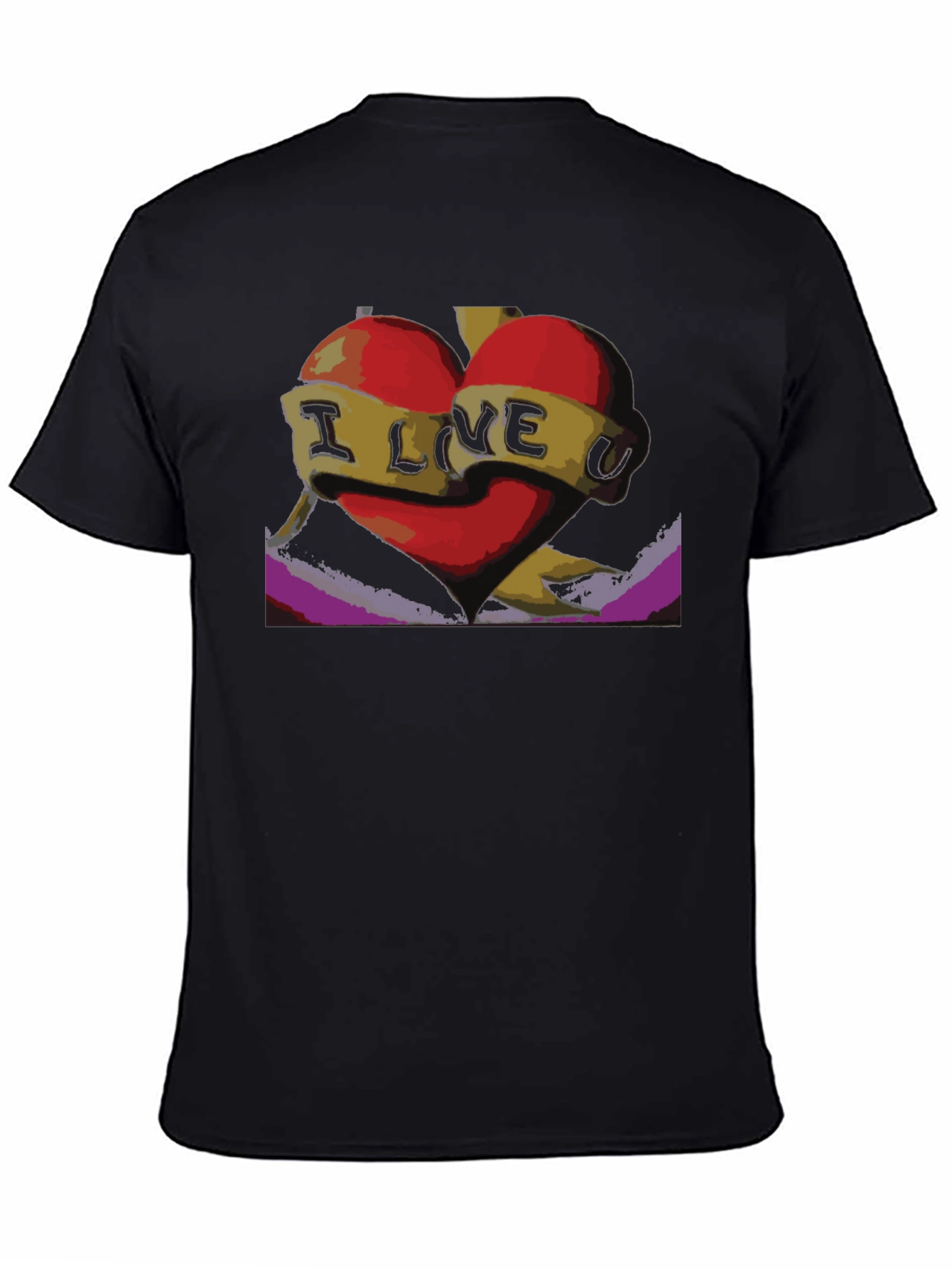 Black I Love U Heart Graphic Tee - Black view 4