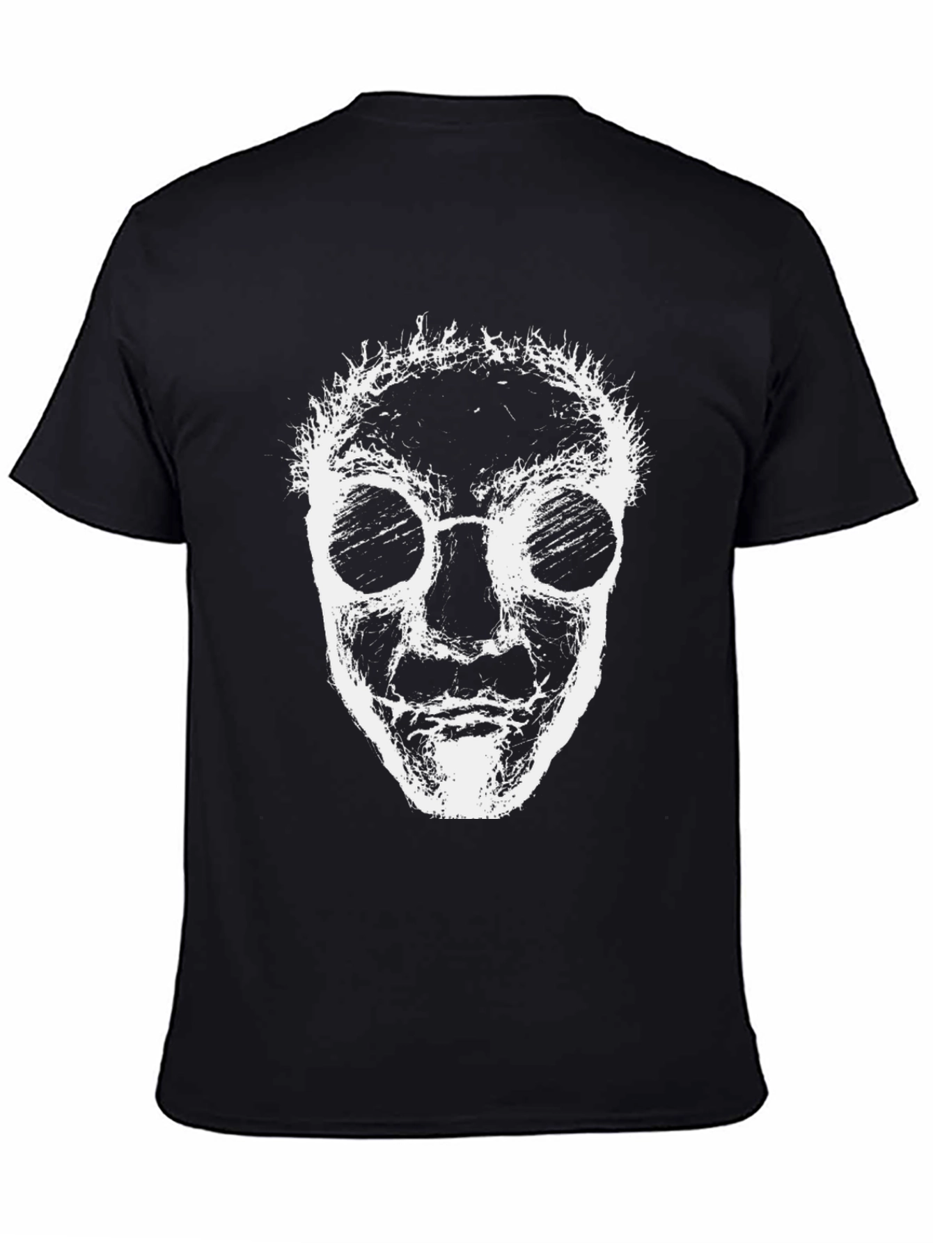 Black Abstract Face Graphic Tee - Black Crew Neck view 4