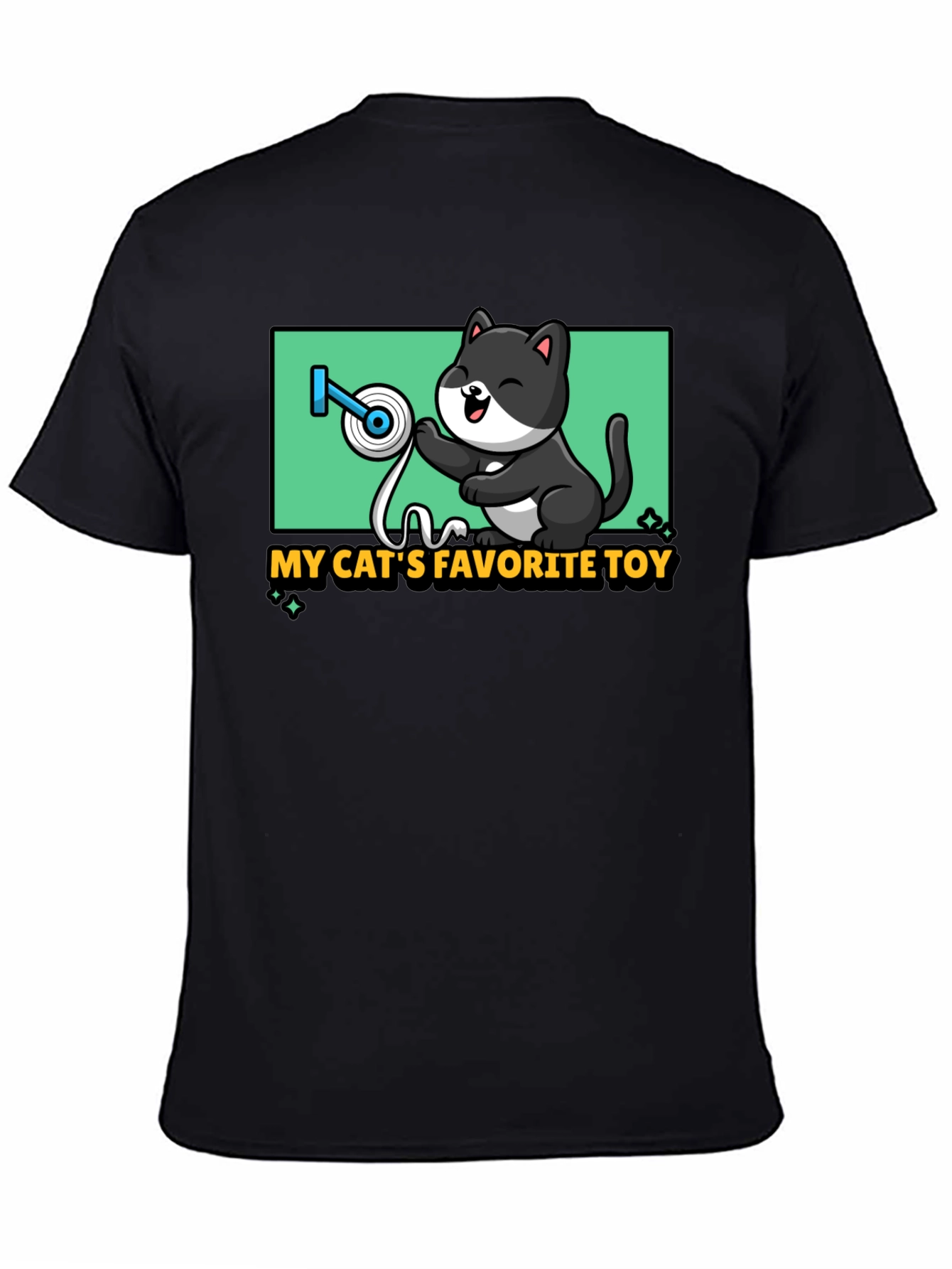 Black Cat's Favorite Toy T-Shirt - Humorous Pet Lover Tee view 4