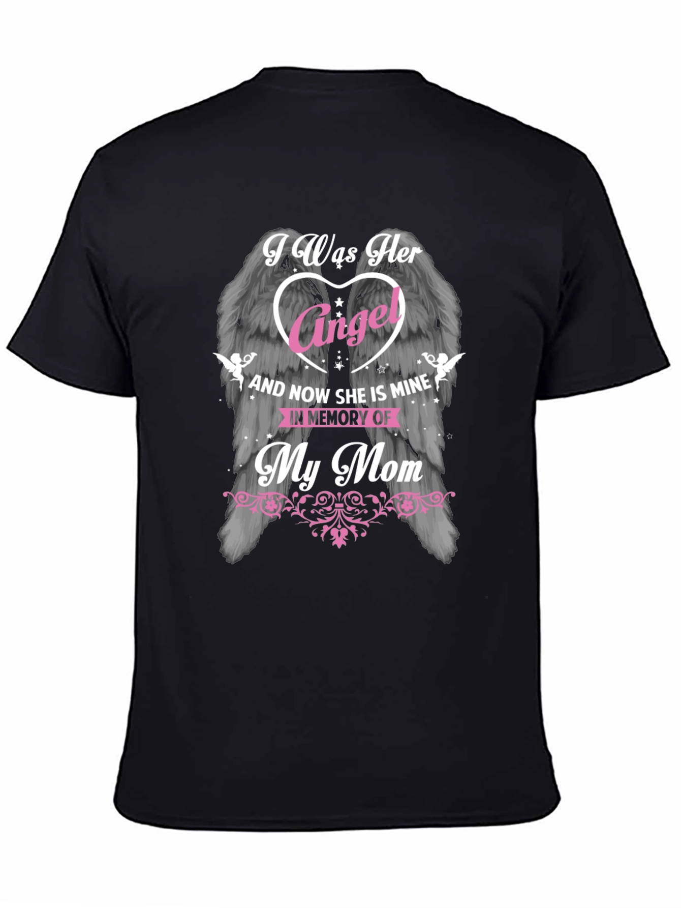 Black I Was Her Angel Memorial T-Shirt view 4