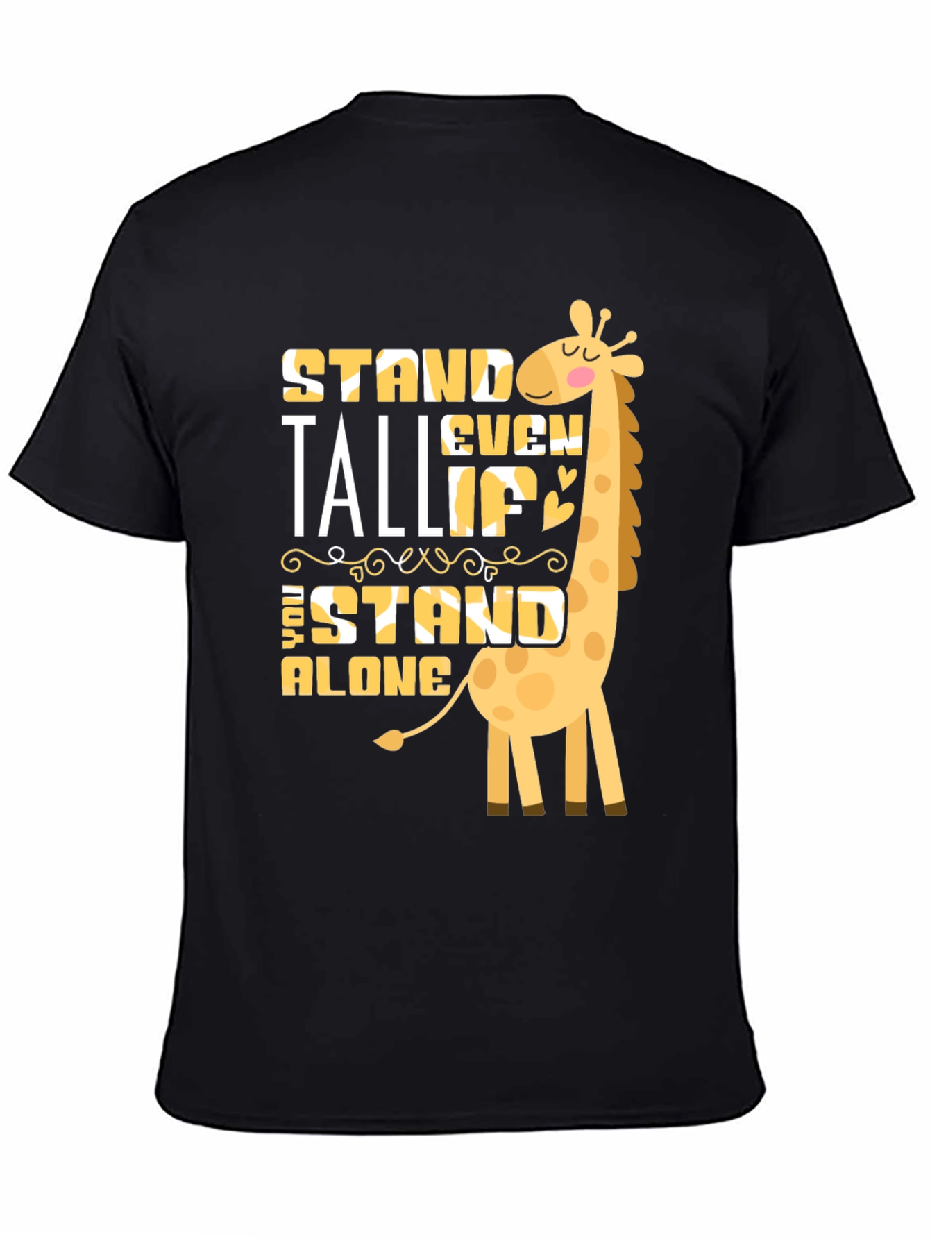 Black Stand Tall Giraffe Graphic T-Shirt view 4