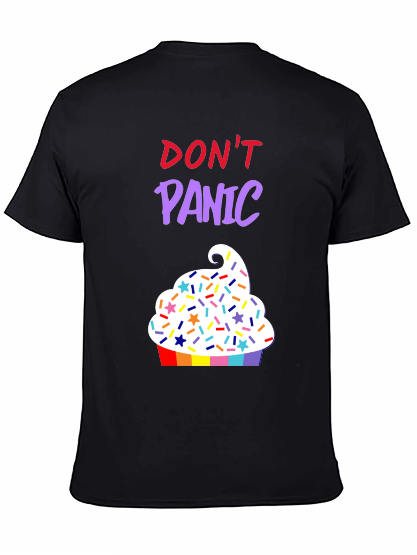 Black Don't Panic Cupcake T-Shirt view 4