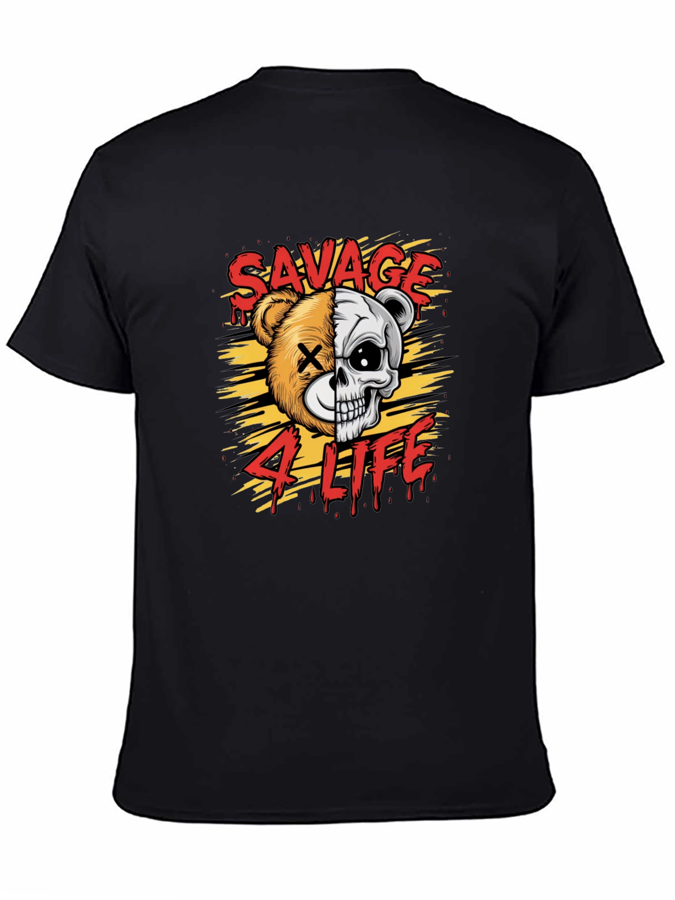 Black Savage 4 Life Graphic Print T-Shirt view 4