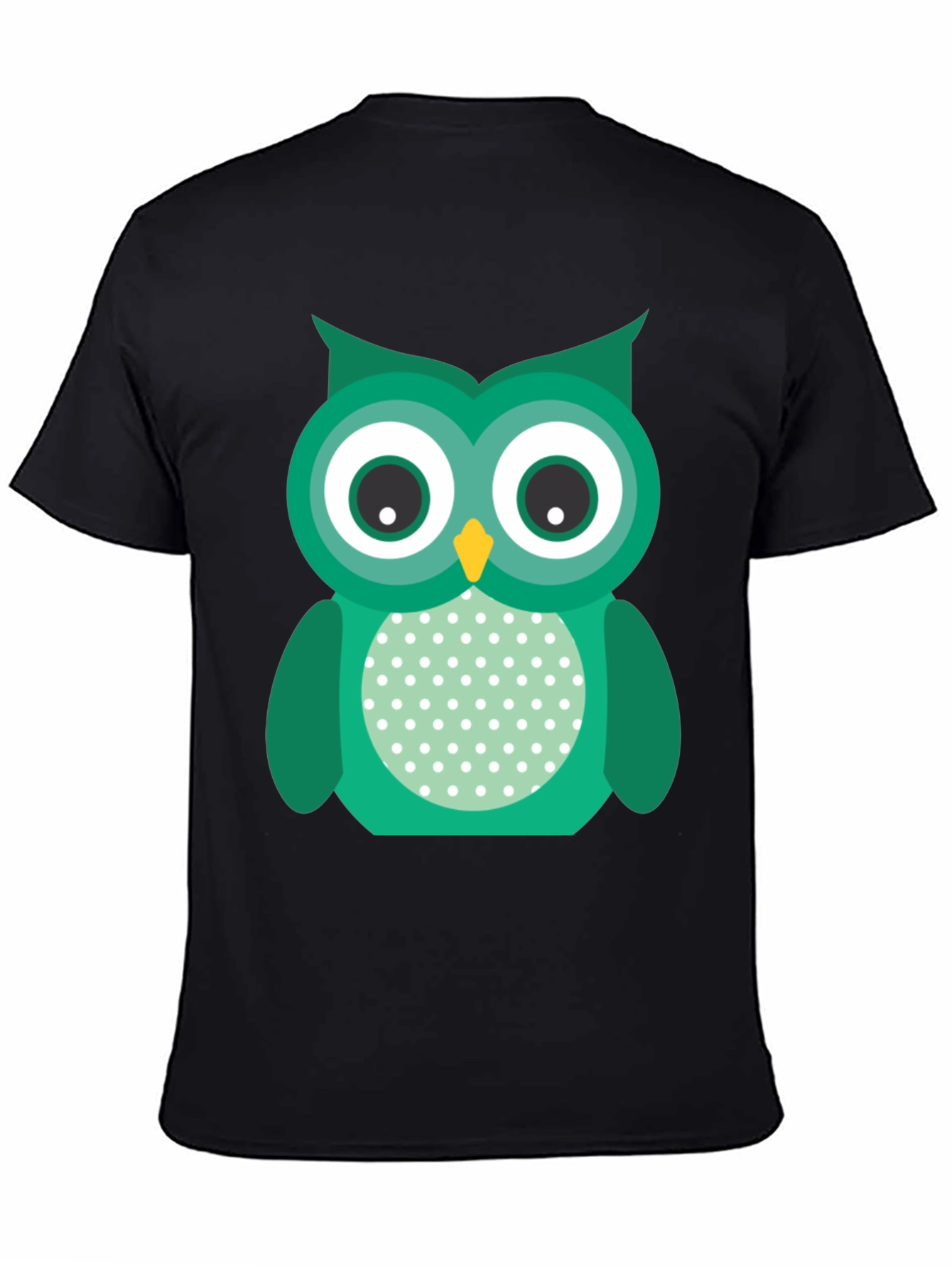 Black Cute Owl Graphic Print Black T-Shirt view 4