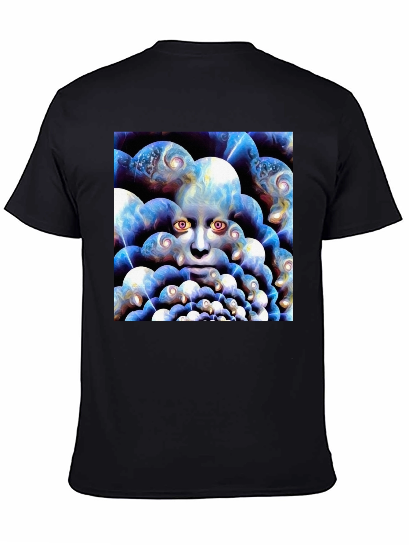 Black Surreal Face Graphic Black T-Shirt view 4